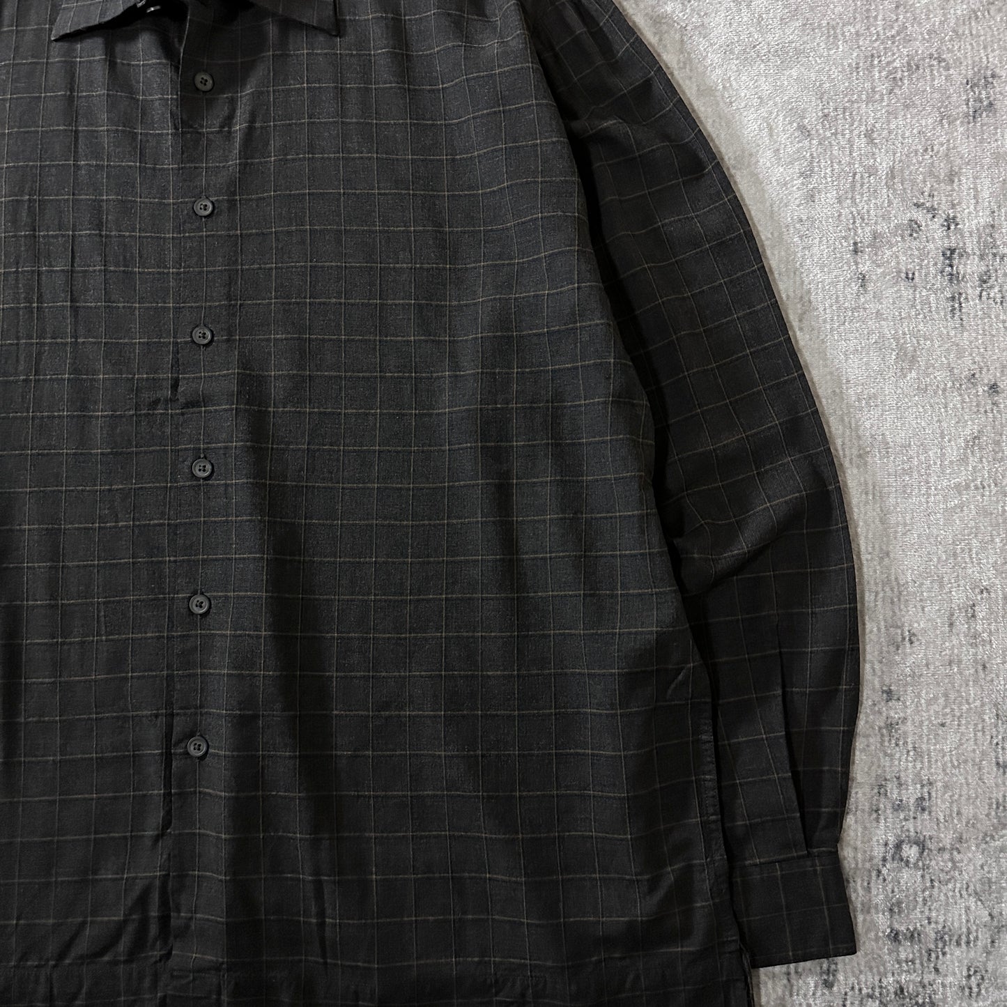 PERRY ELLIS  Rayon Black Windowpane Shirt XL