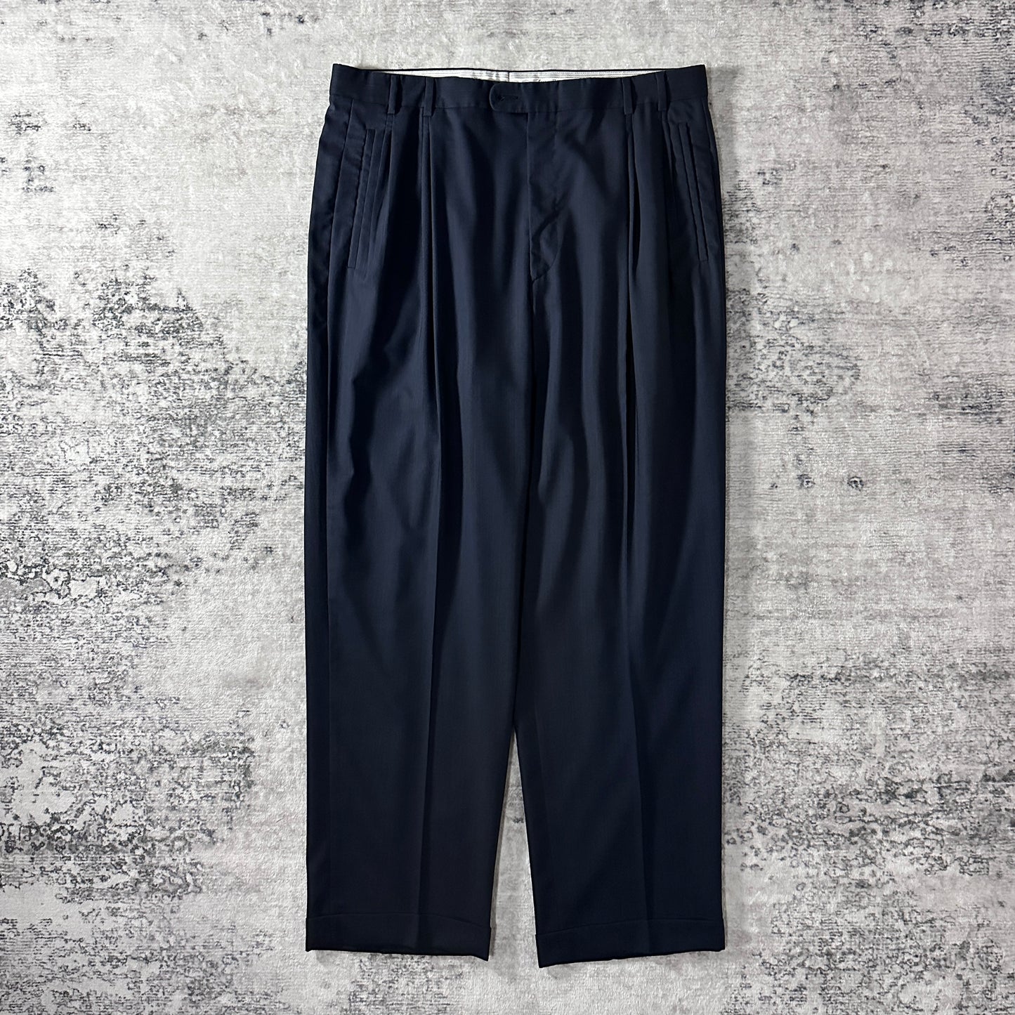 Zanella  Navy Wool Pleated Trousers 36