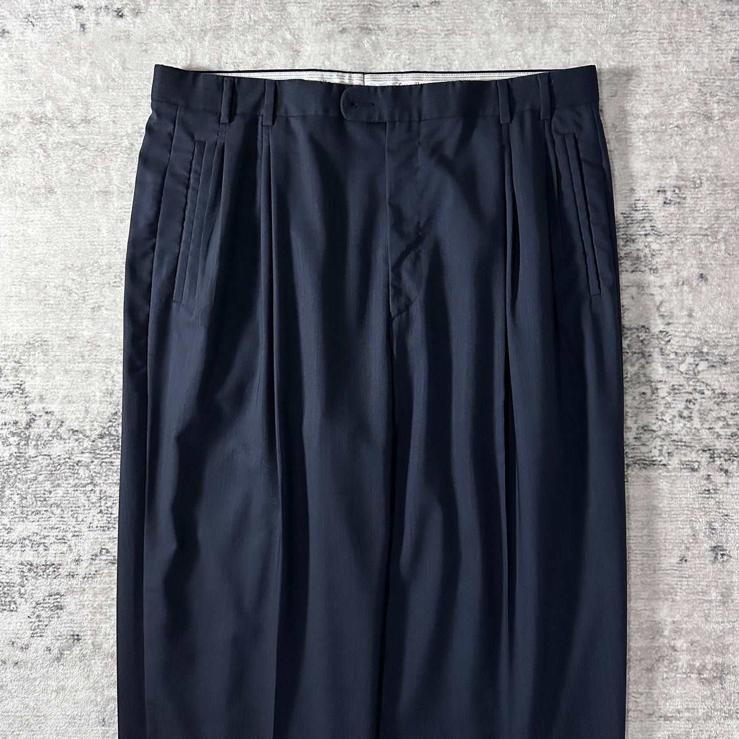 Zanella  Navy Wool Pleated Trousers 36
