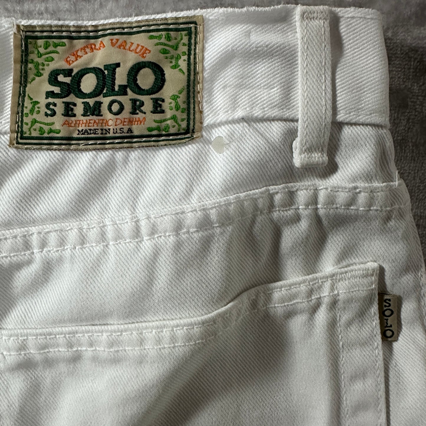 SOLO SEMORE Cotton White Denim Pants Made in USA Size 30