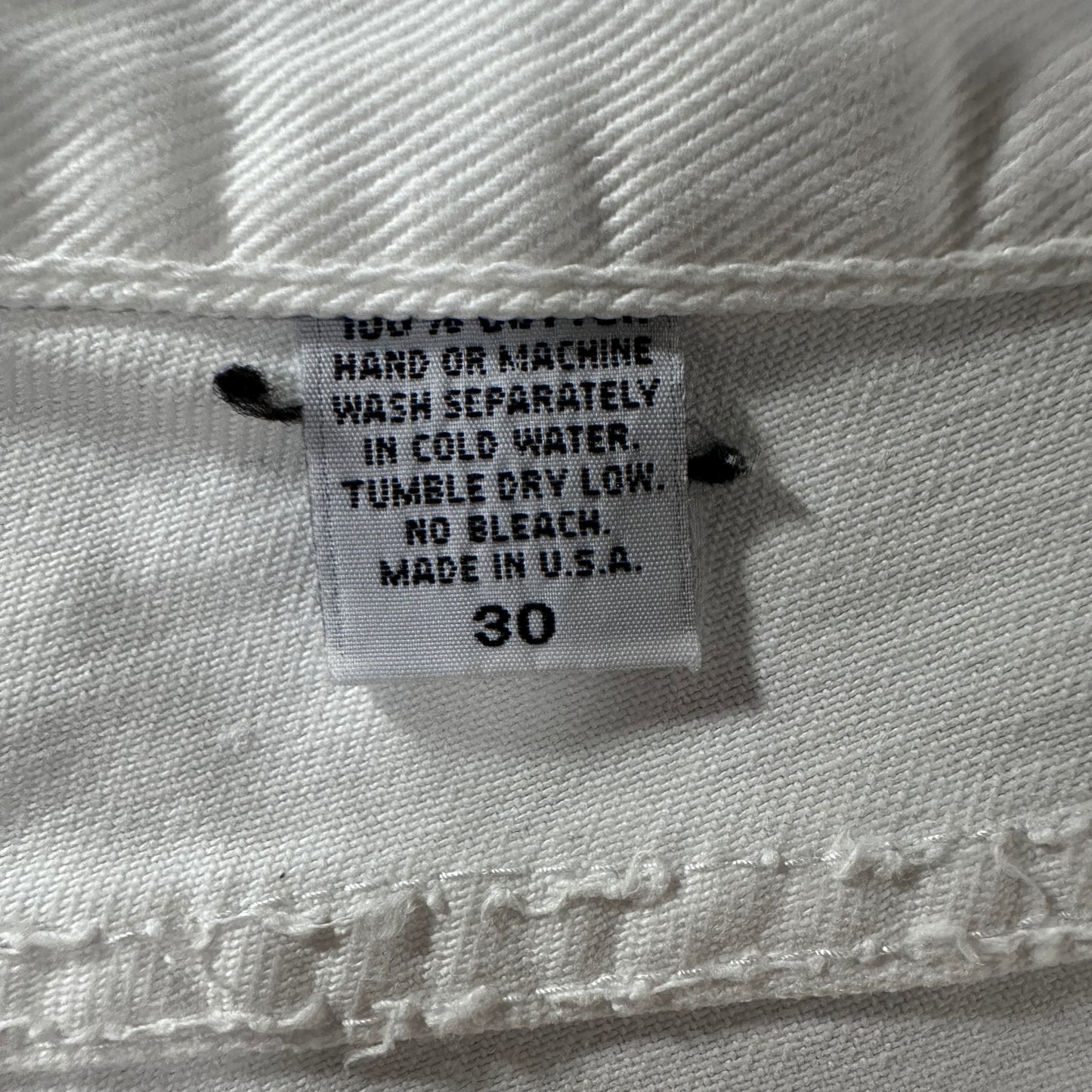 SOLO SEMORE Cotton White Denim Pants Made in USA Size 30