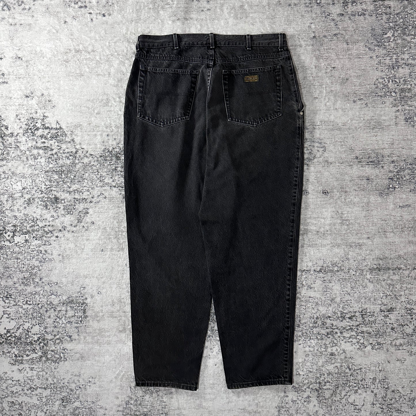 Faded Black Pleated Denim Pants 38M Made in USA