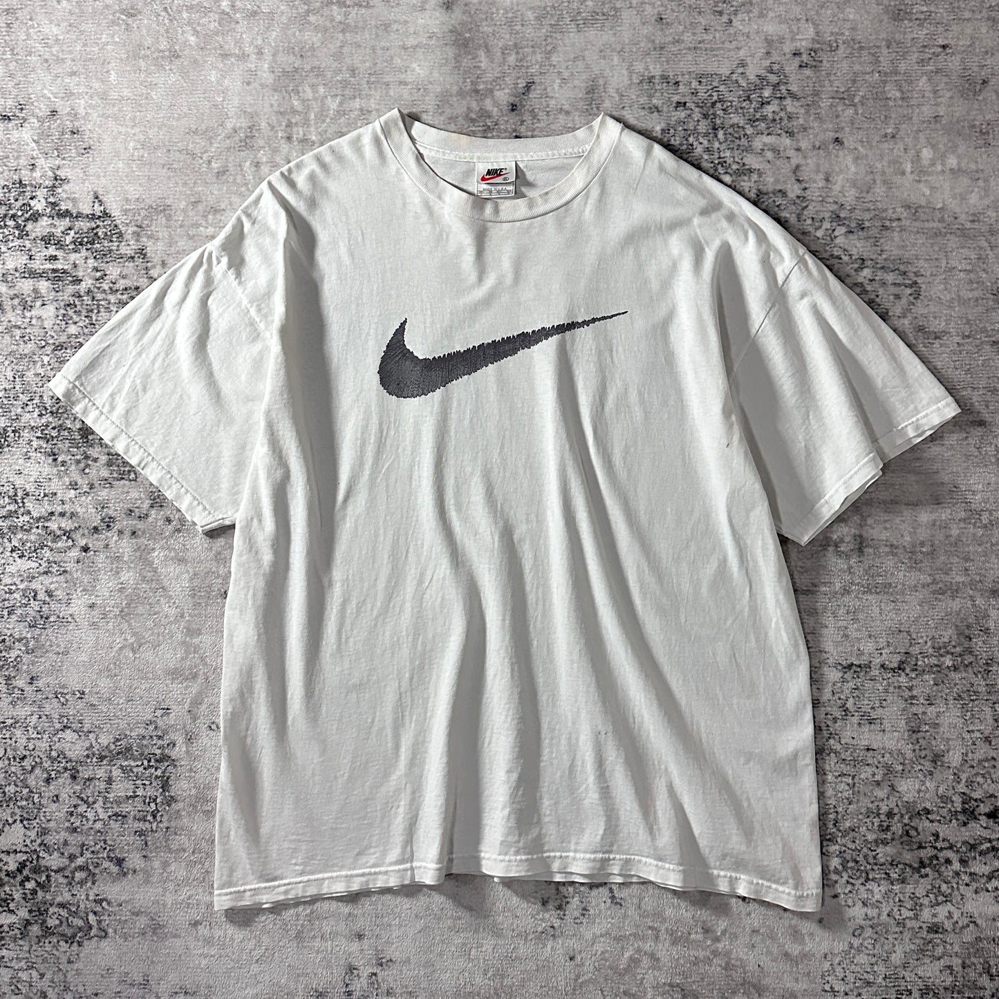 NIKE White Swoosh T-Shirt XL Made in USA