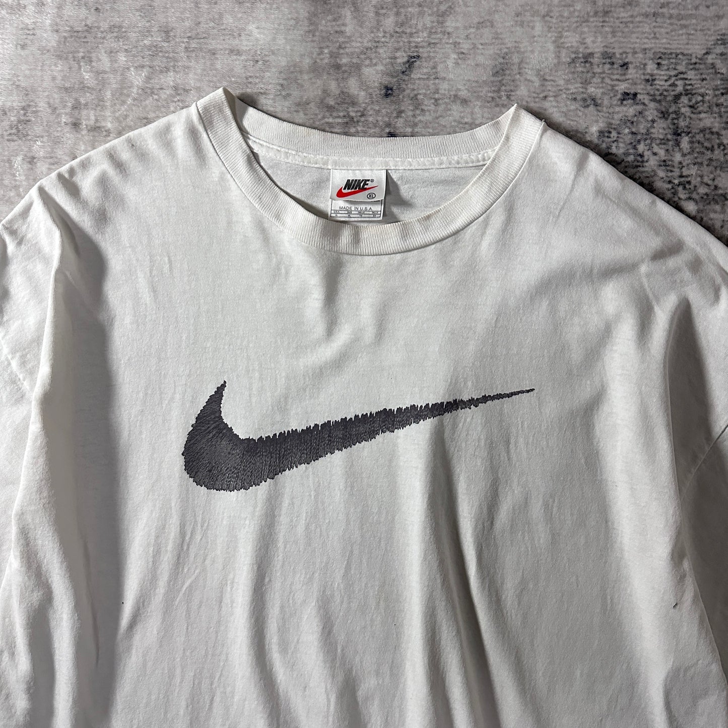 NIKE White Swoosh T-Shirt XL Made in USA