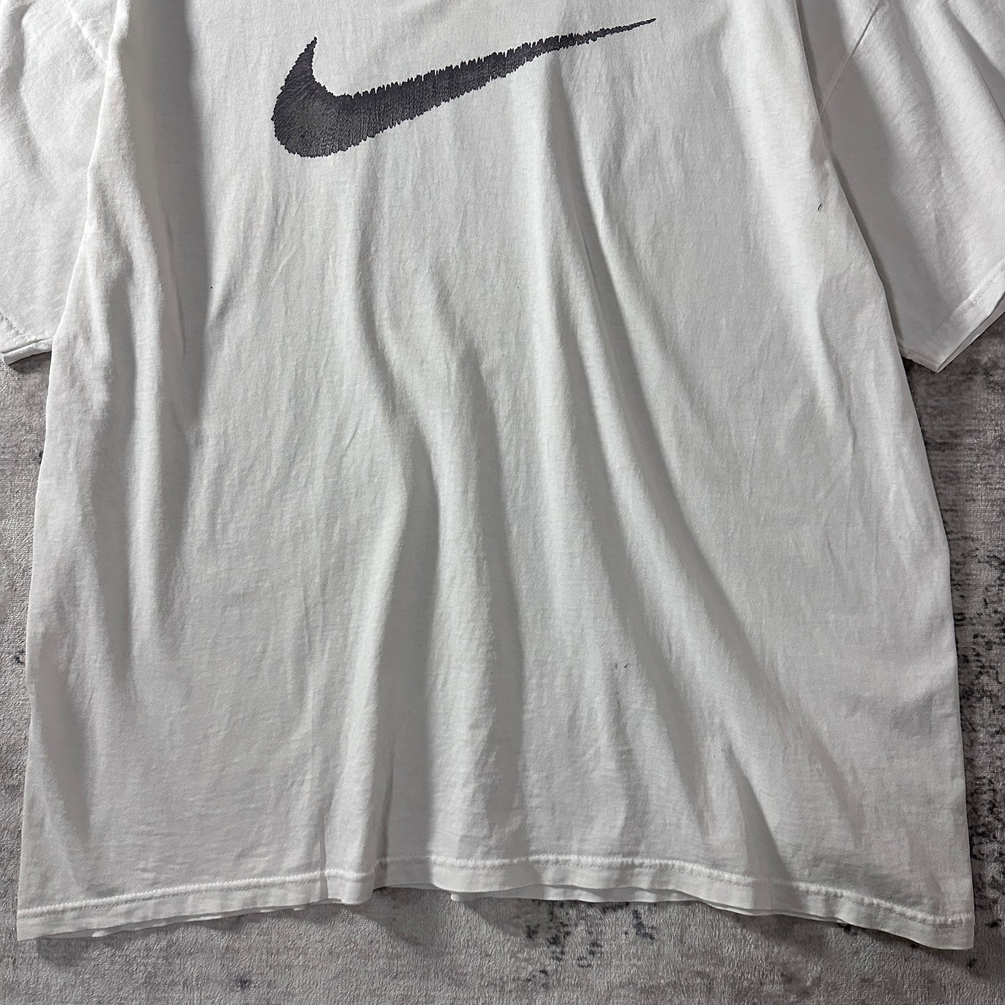 NIKE White Swoosh T-Shirt XL Made in USA