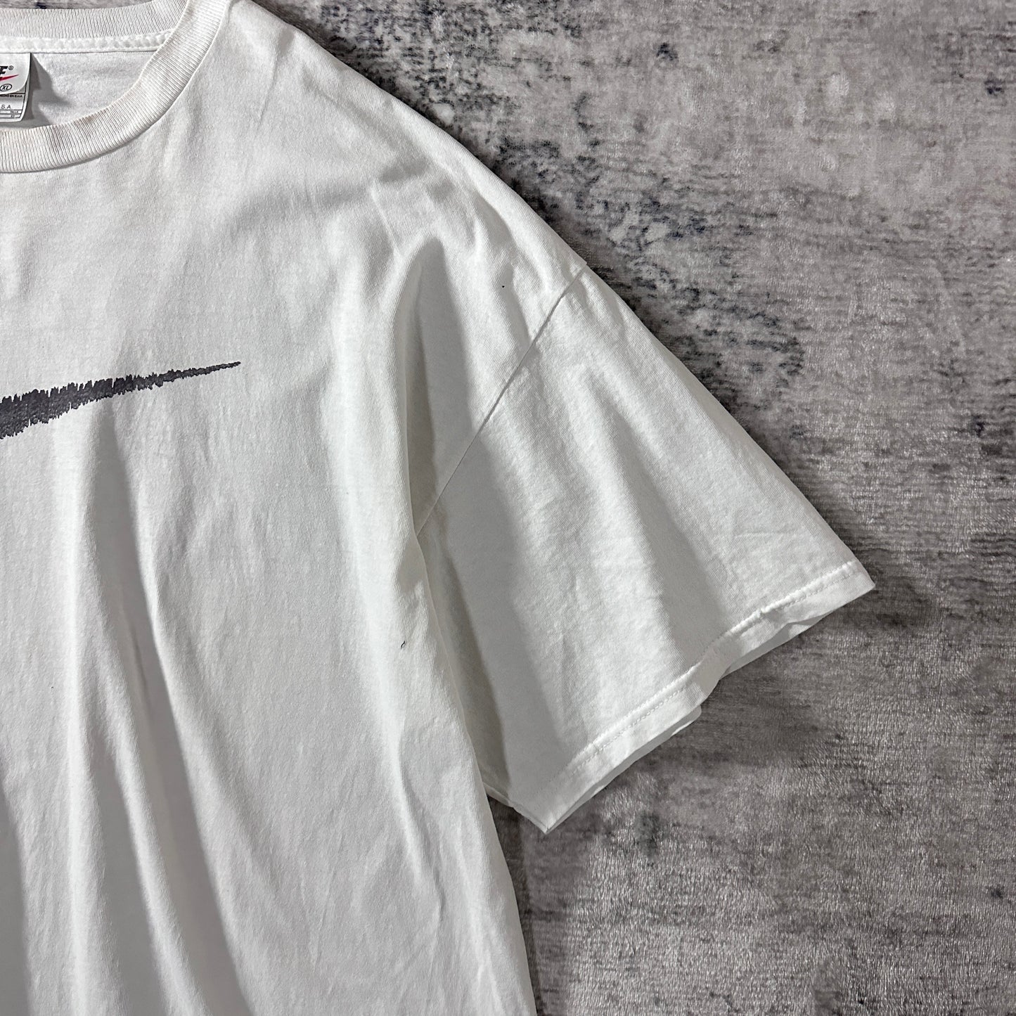NIKE White Swoosh T-Shirt XL Made in USA