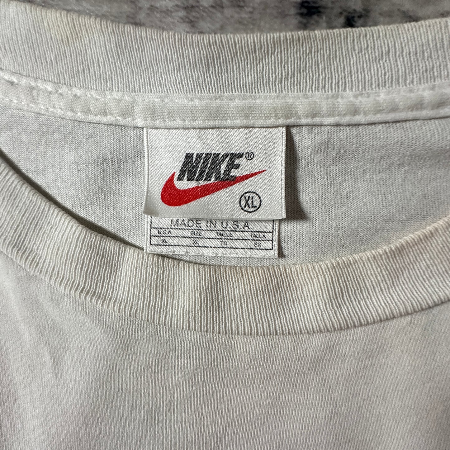 NIKE White Swoosh T-Shirt XL Made in USA