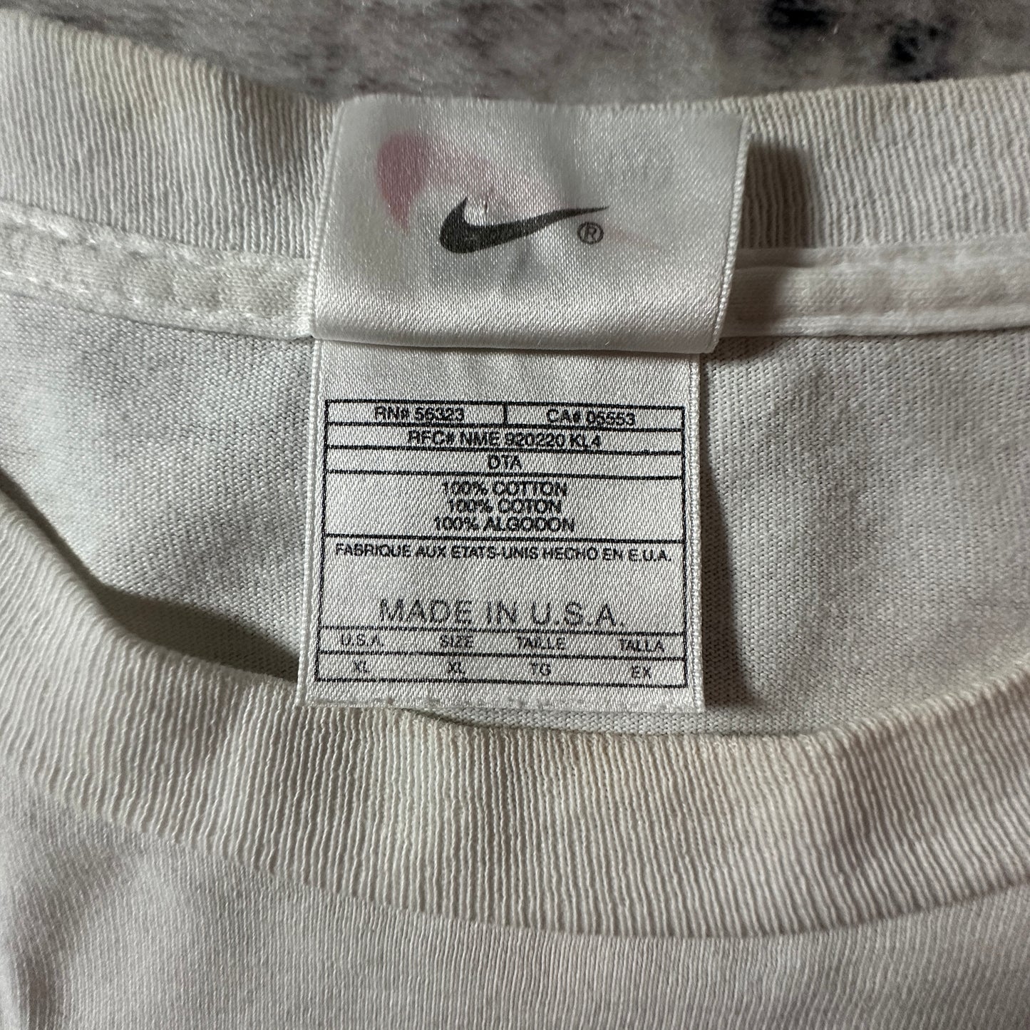 NIKE White Swoosh T-Shirt XL Made in USA