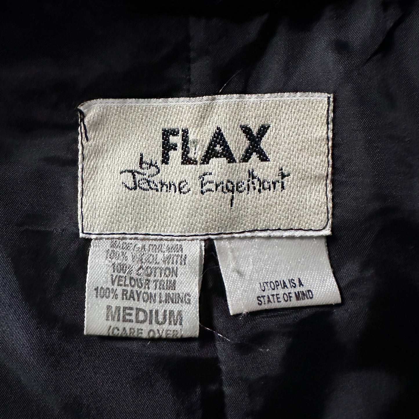FLAX  Gray Herringbone Wool Zip Jacket Size M