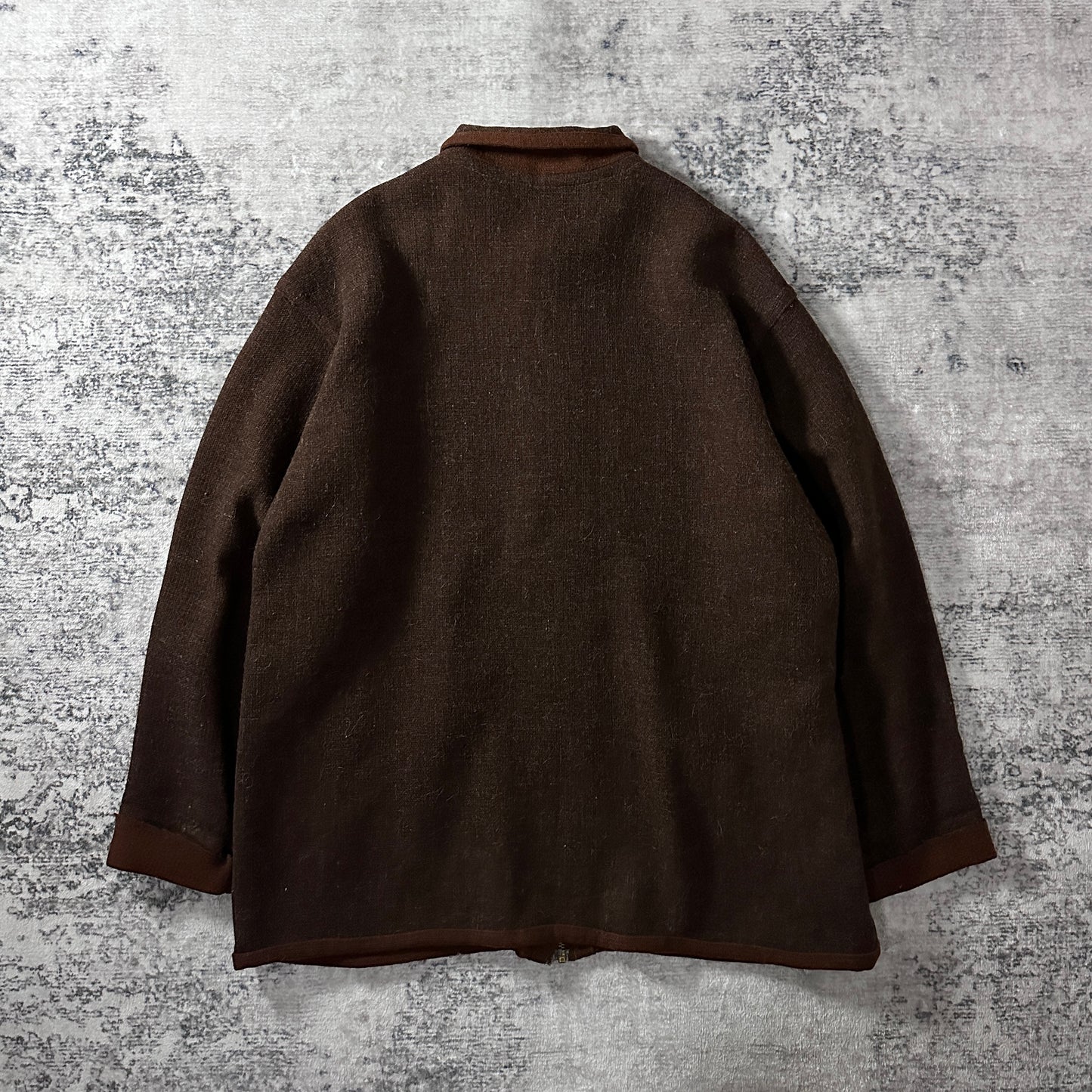 FLAX Brown 100% Wool Zip Jacket Size M　 Reversible