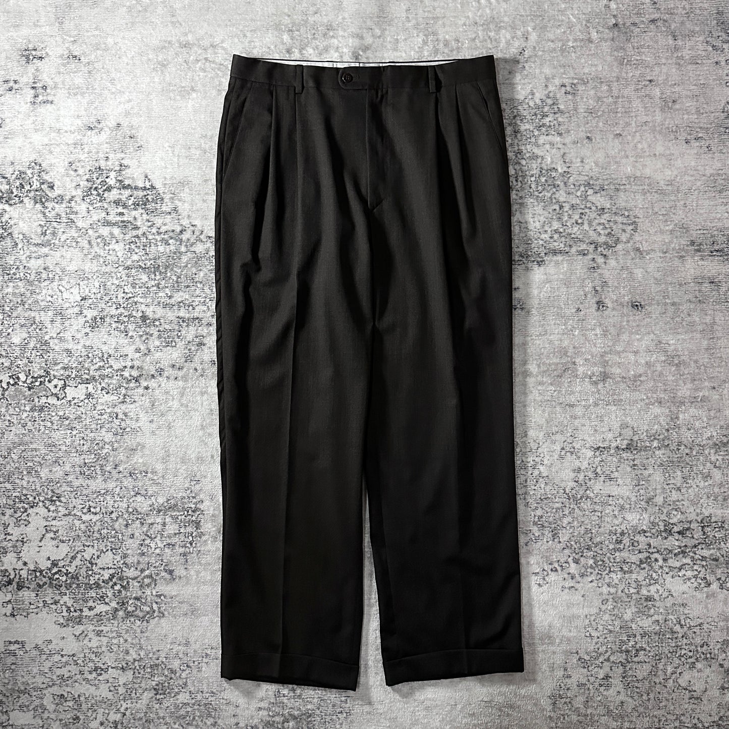 Zanella Dark Brown Wool Pleated Trousers Size 36