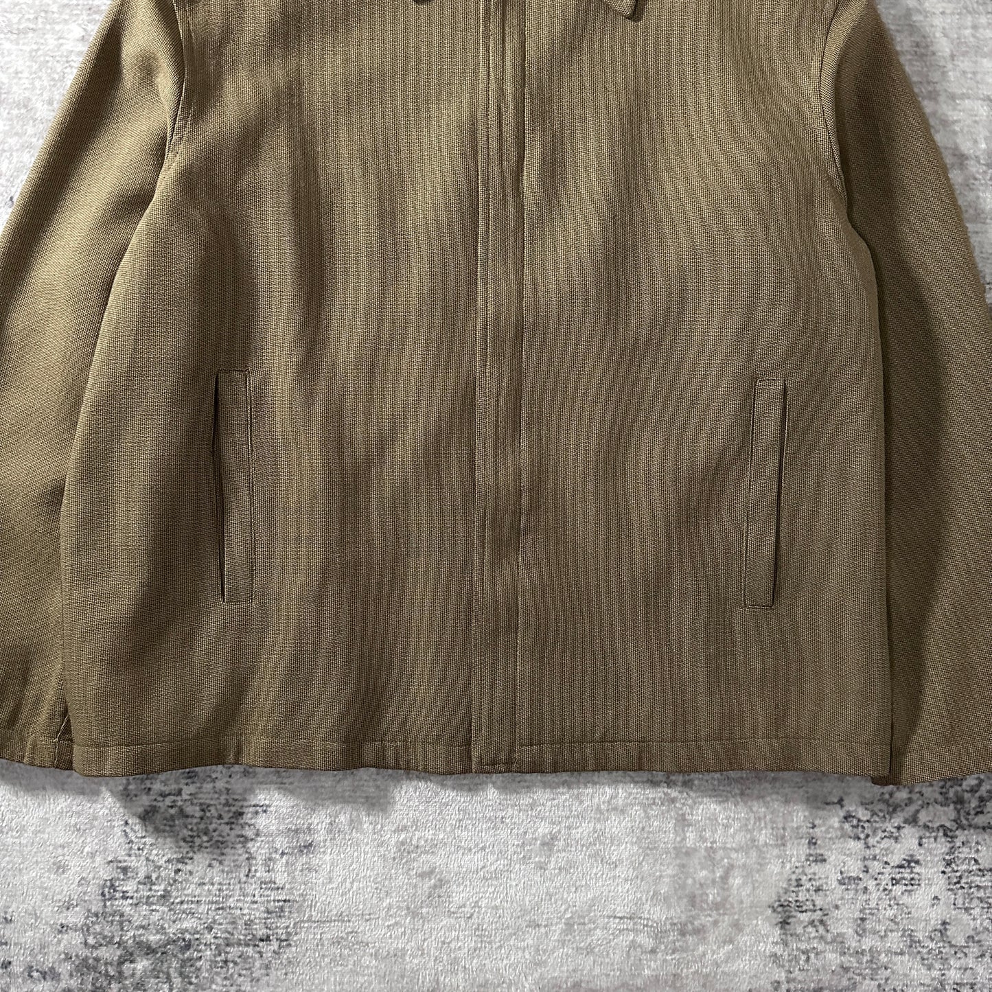 PERRY ELLIS Rayon Wool Zip Jacket Medium Taupe Brown