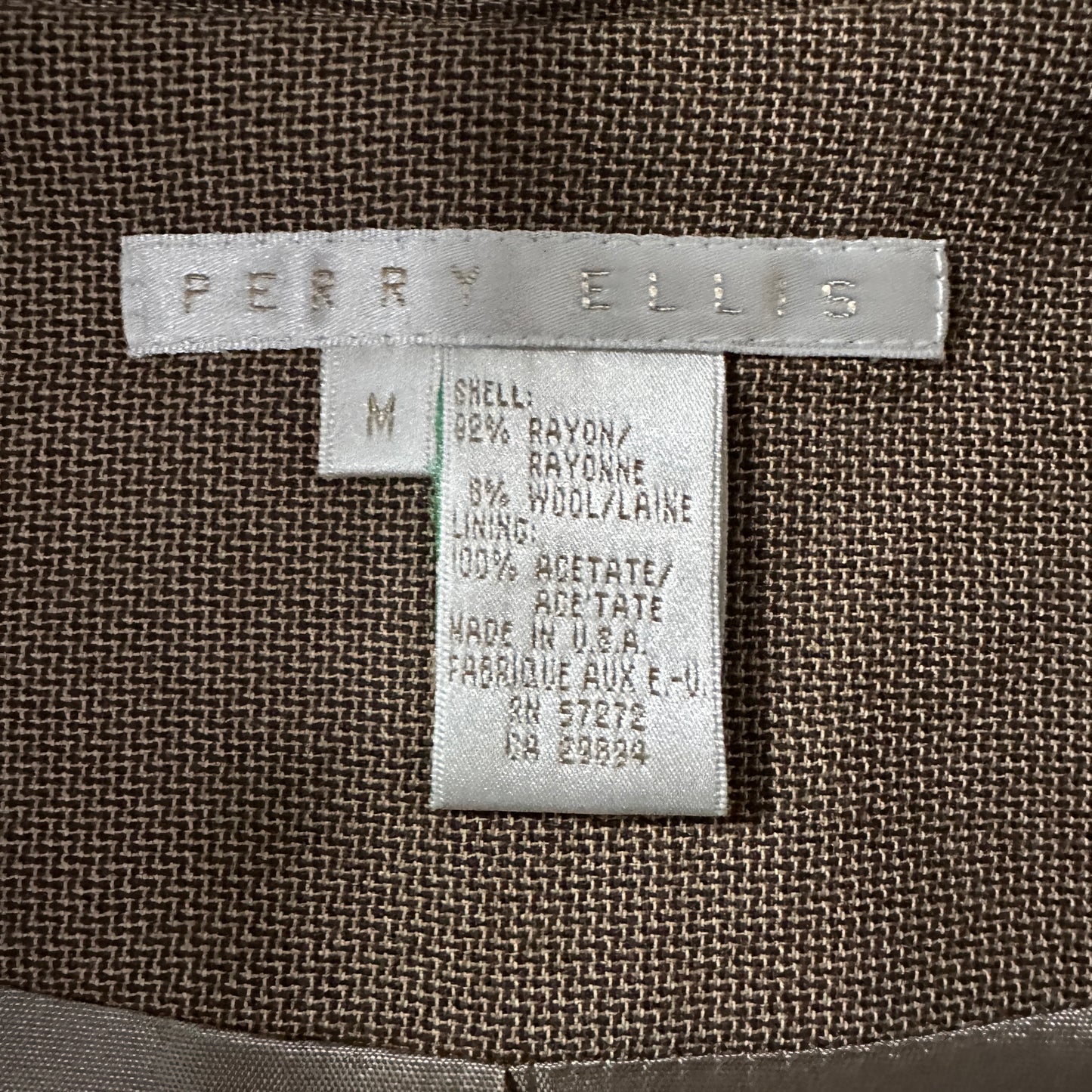 PERRY ELLIS Rayon Wool Zip Jacket Medium Taupe Brown