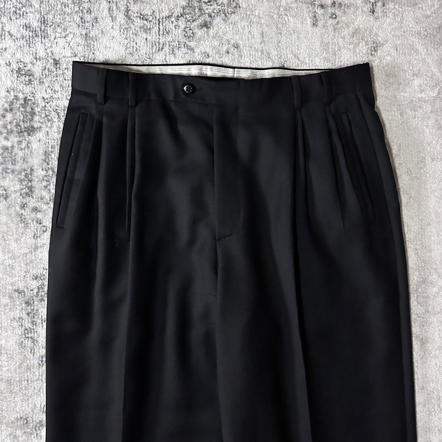 Zanella Wool Pleated Trousers 34 Black Made in Italy