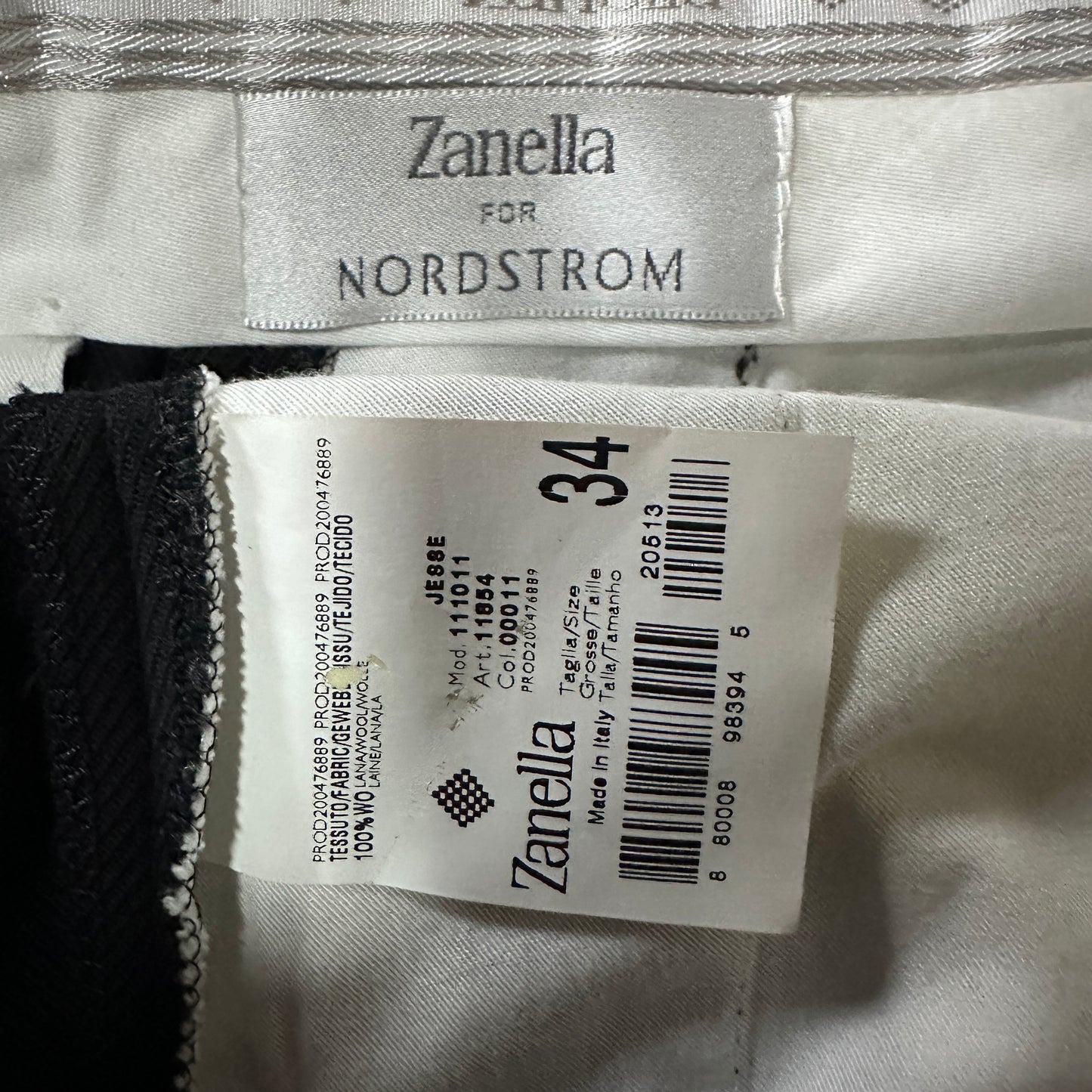 Zanella Wool Pleated Trousers 34 Black Made in Italy