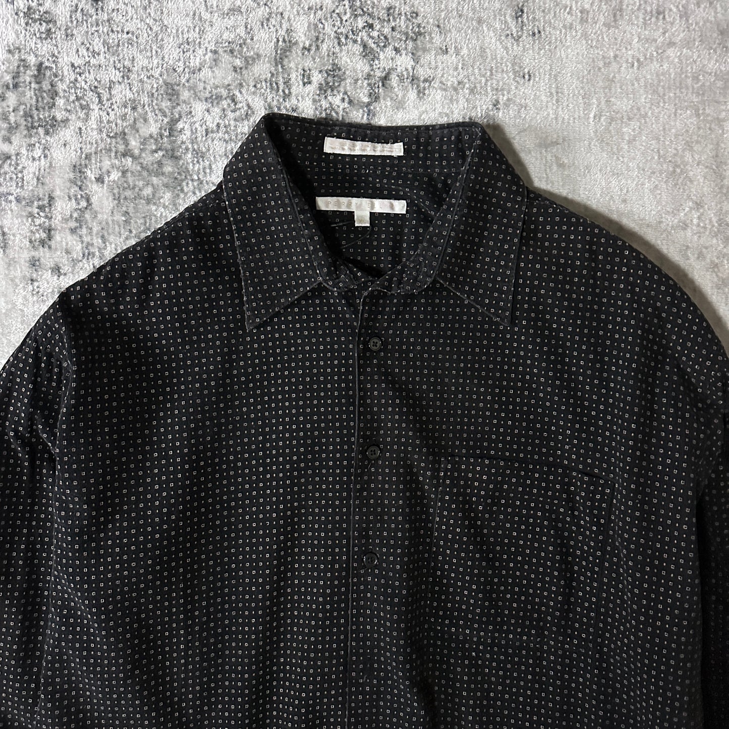 Perry Ellis Cotton Patterned Shirt XL Black