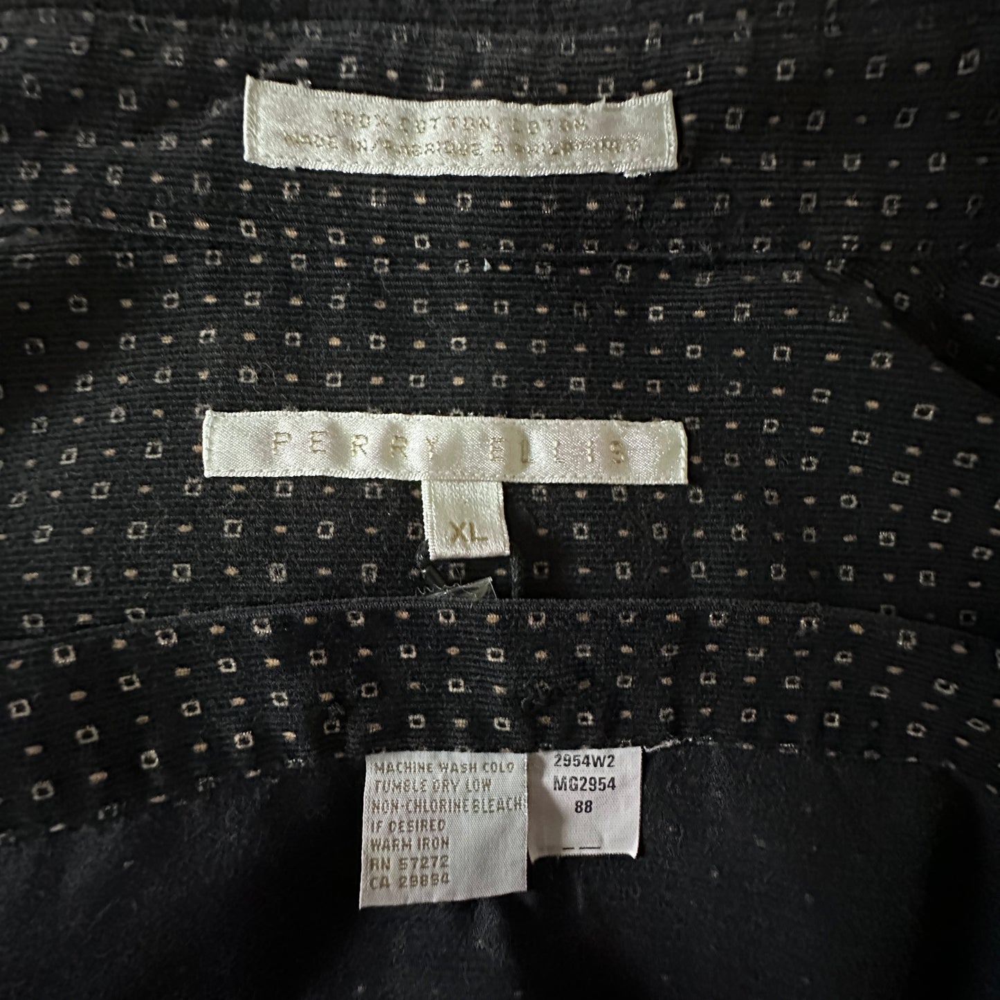 Perry Ellis Cotton Patterned Shirt XL Black