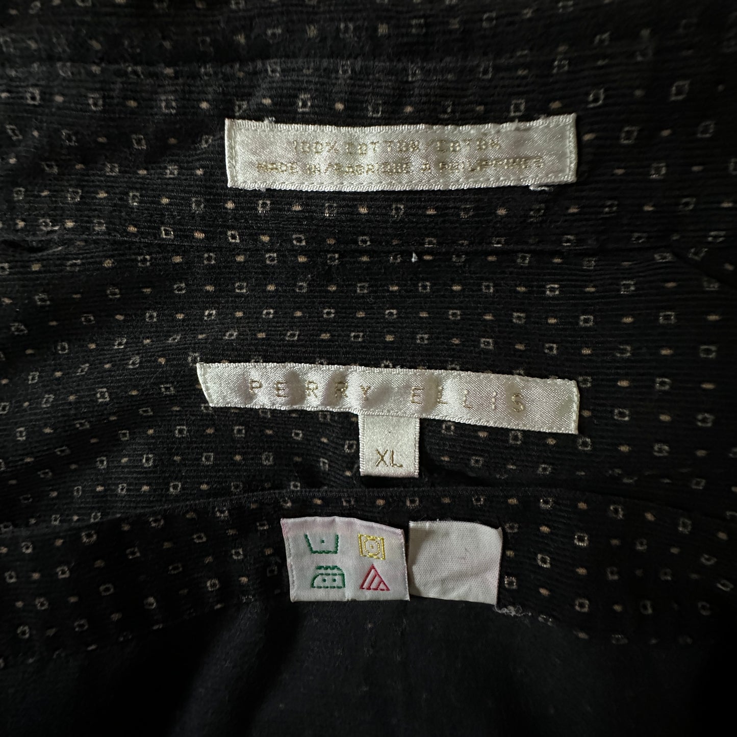Perry Ellis Cotton Patterned Shirt XL Black