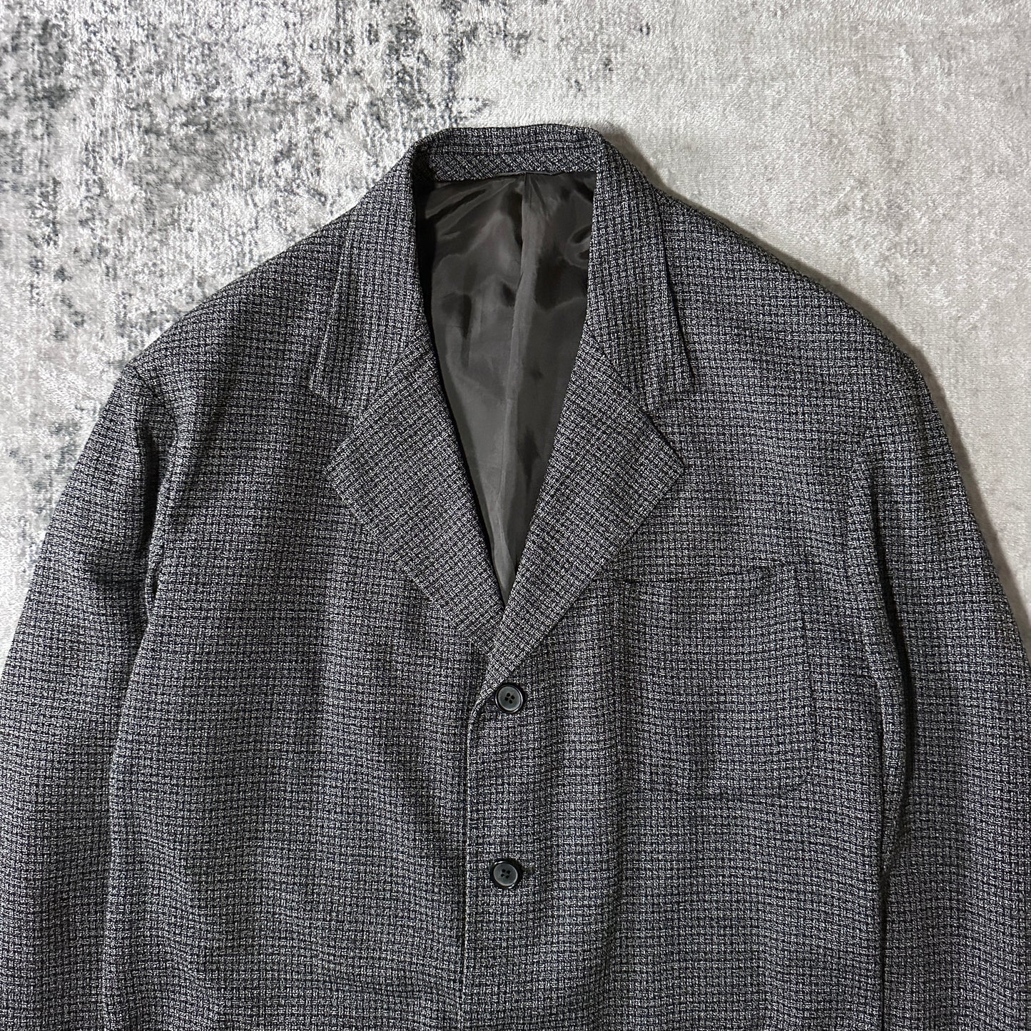 Viscose Linen Tweed Jacket 48 Gray Made in France