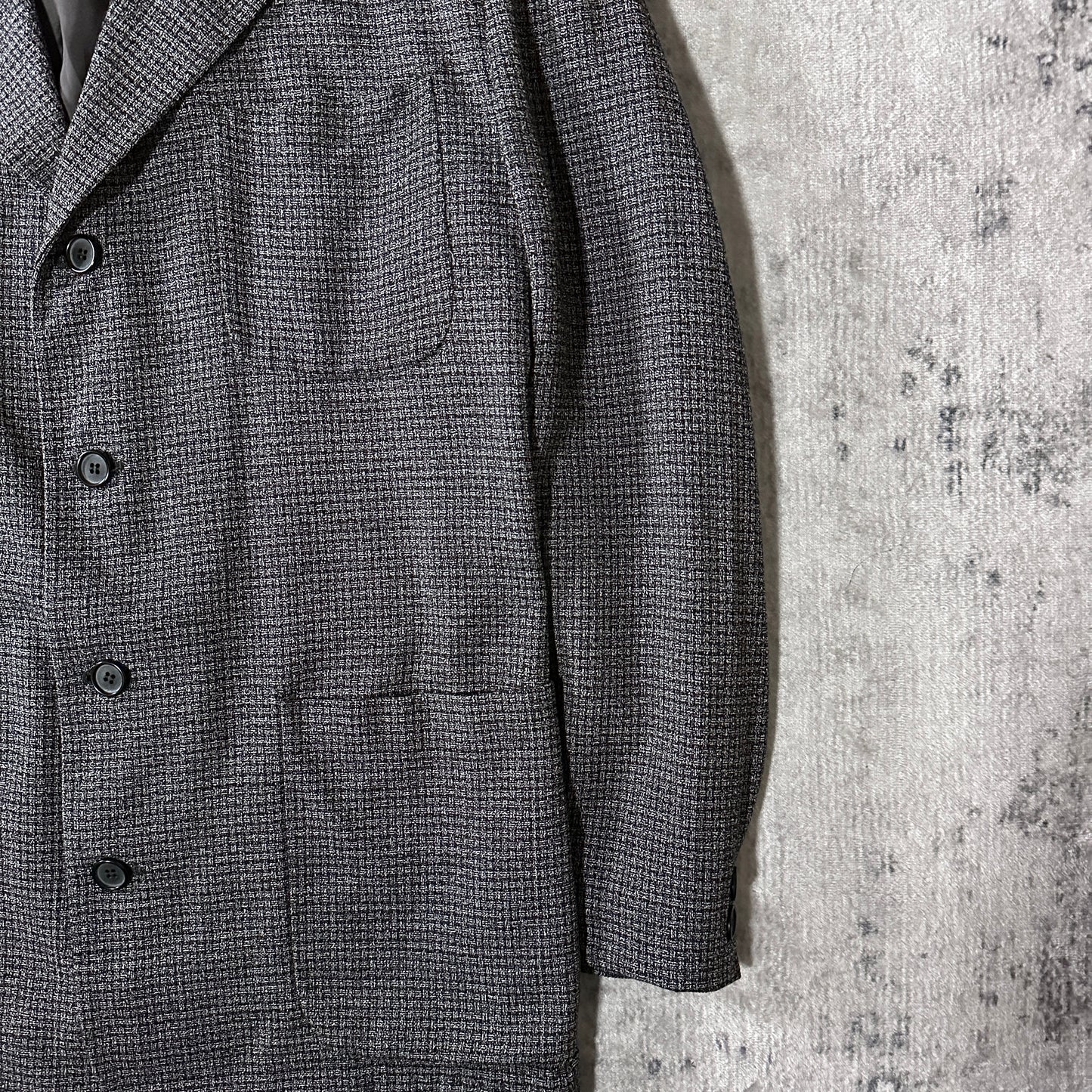 Viscose Linen Tweed Jacket 48 Gray Made in France