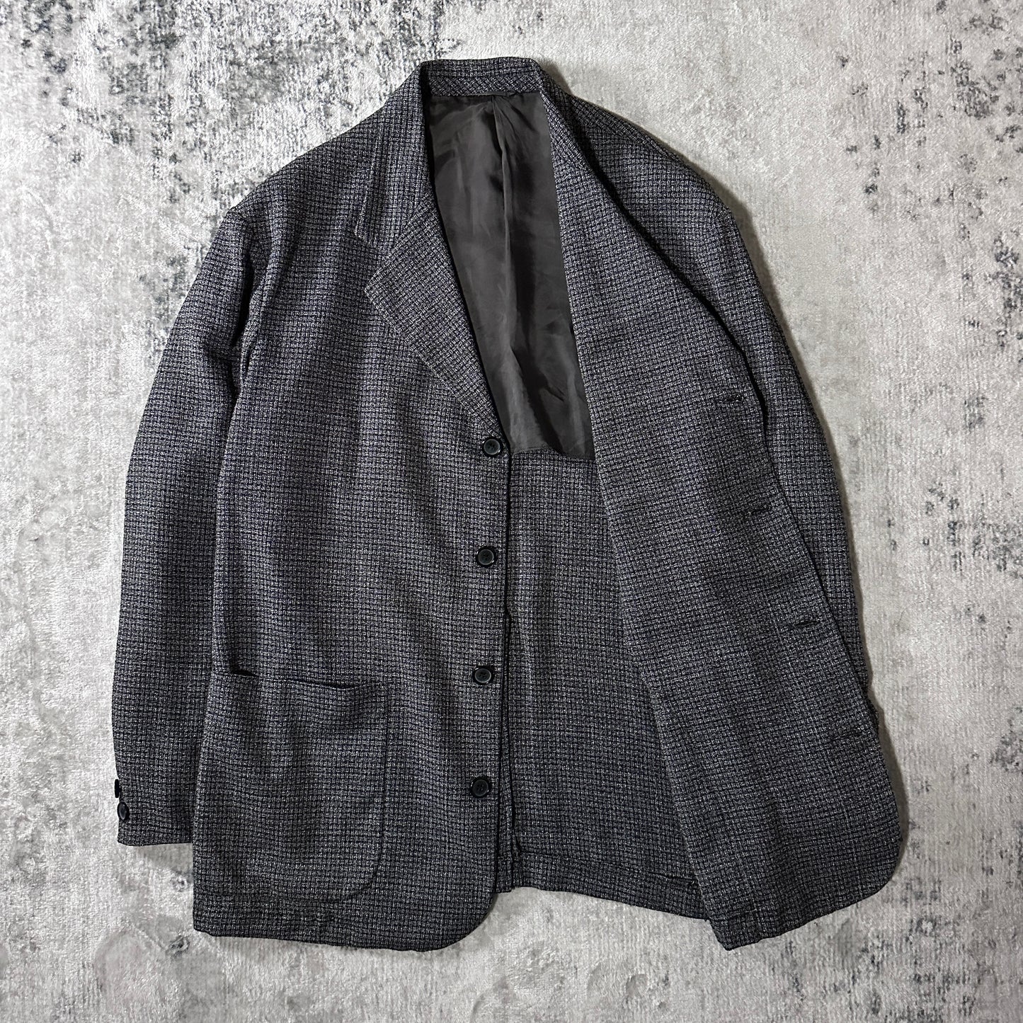 Viscose Linen Tweed Jacket 48 Gray Made in France