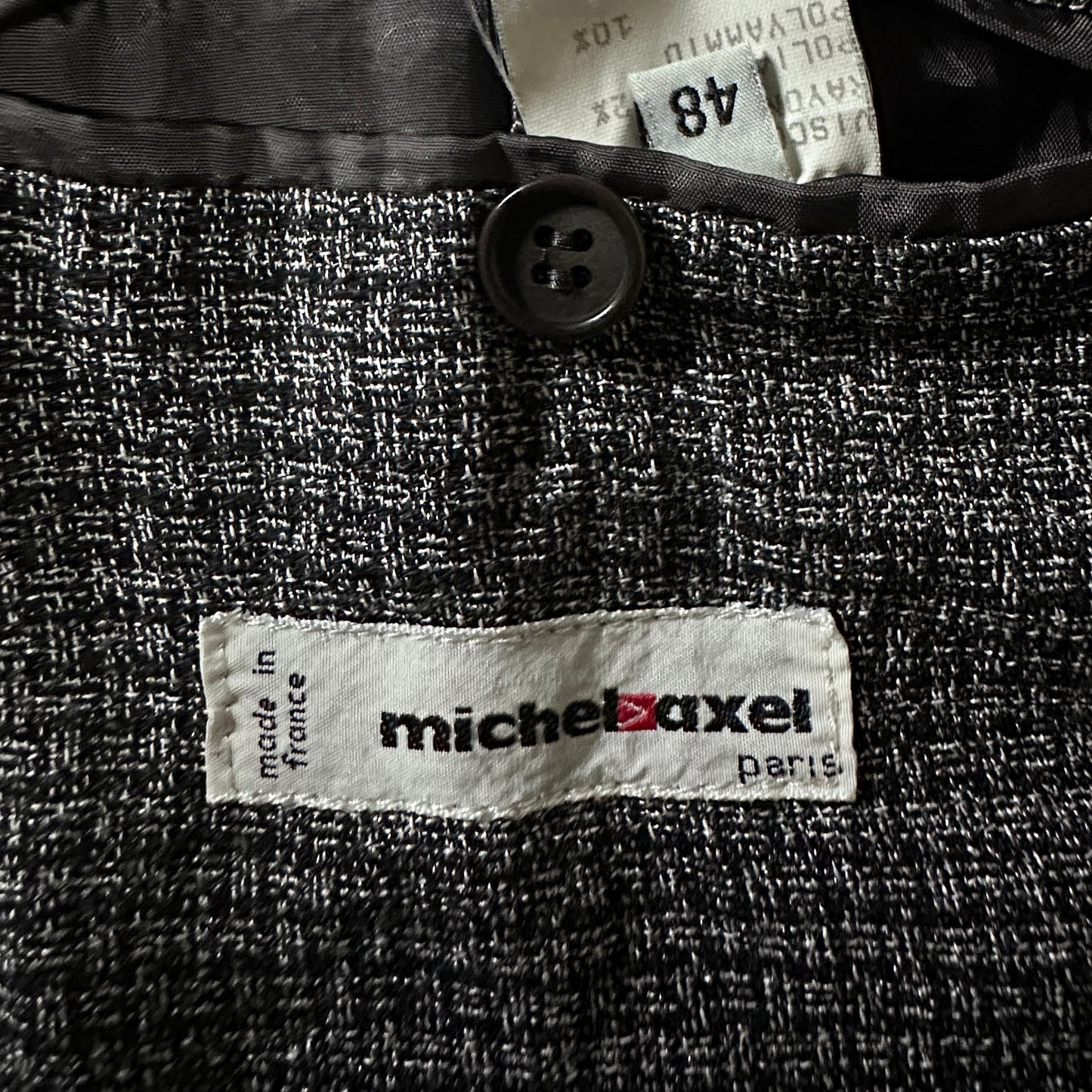 Viscose Linen Tweed Jacket 48 Gray Made in France