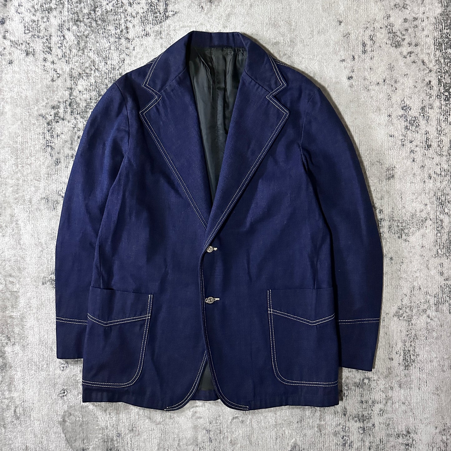 Montgomery Ward Navy Contrast Stitch Blazer Jacket Size 42