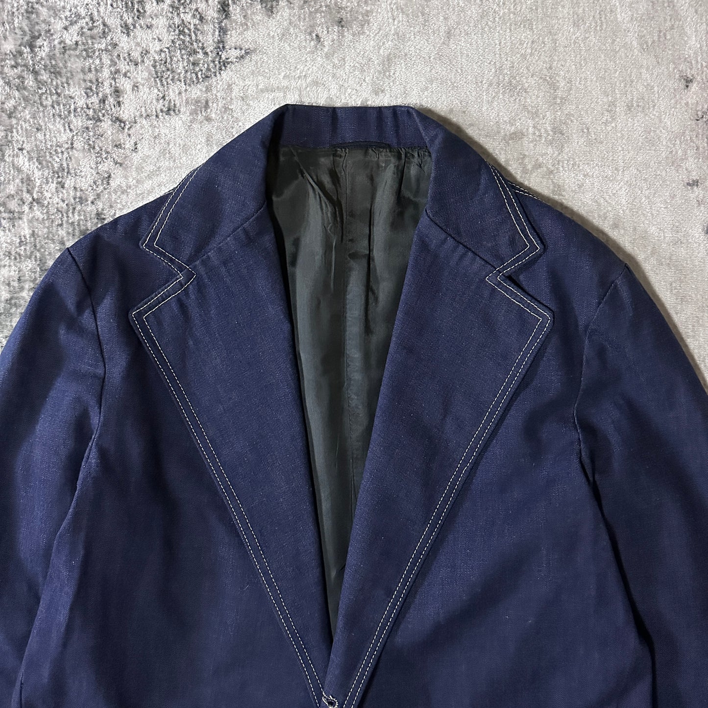 Montgomery Ward Navy Contrast Stitch Blazer Jacket Size 42