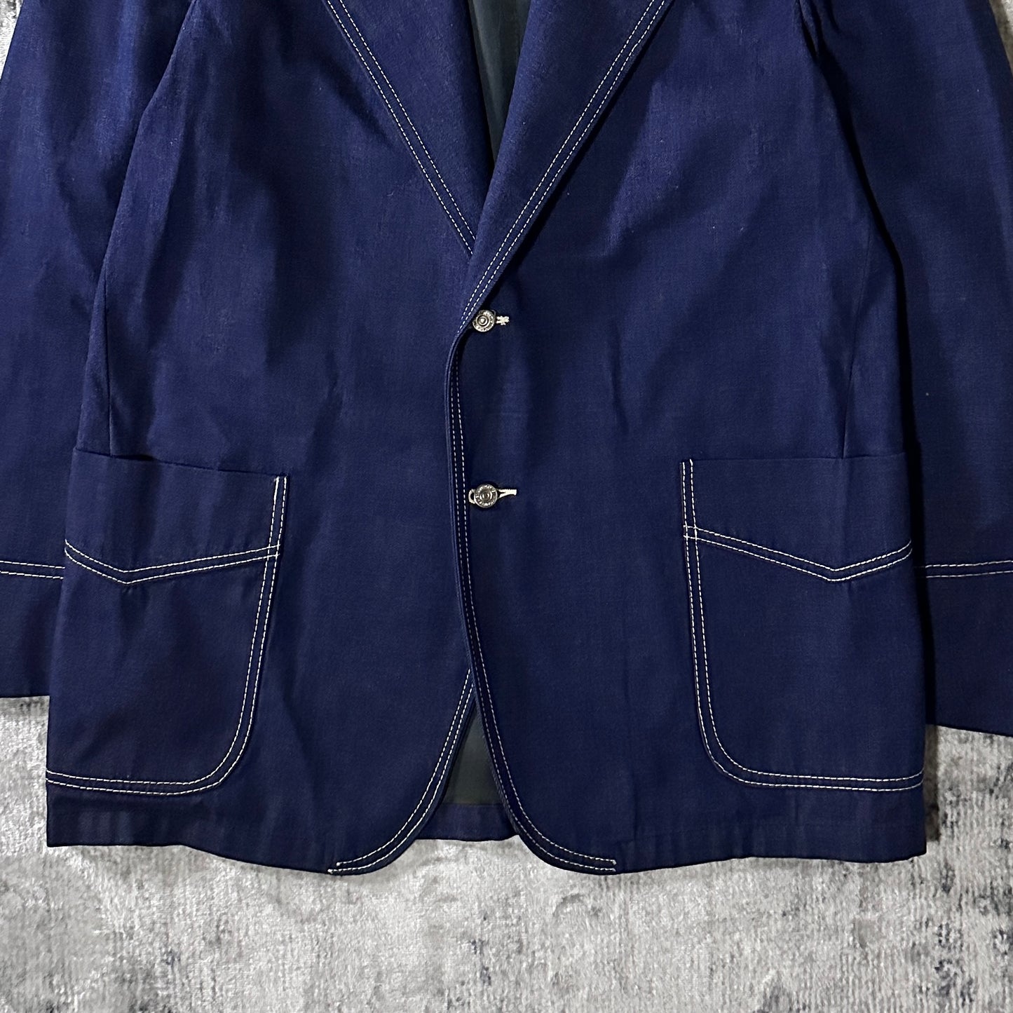 Montgomery Ward Navy Contrast Stitch Blazer Jacket Size 42