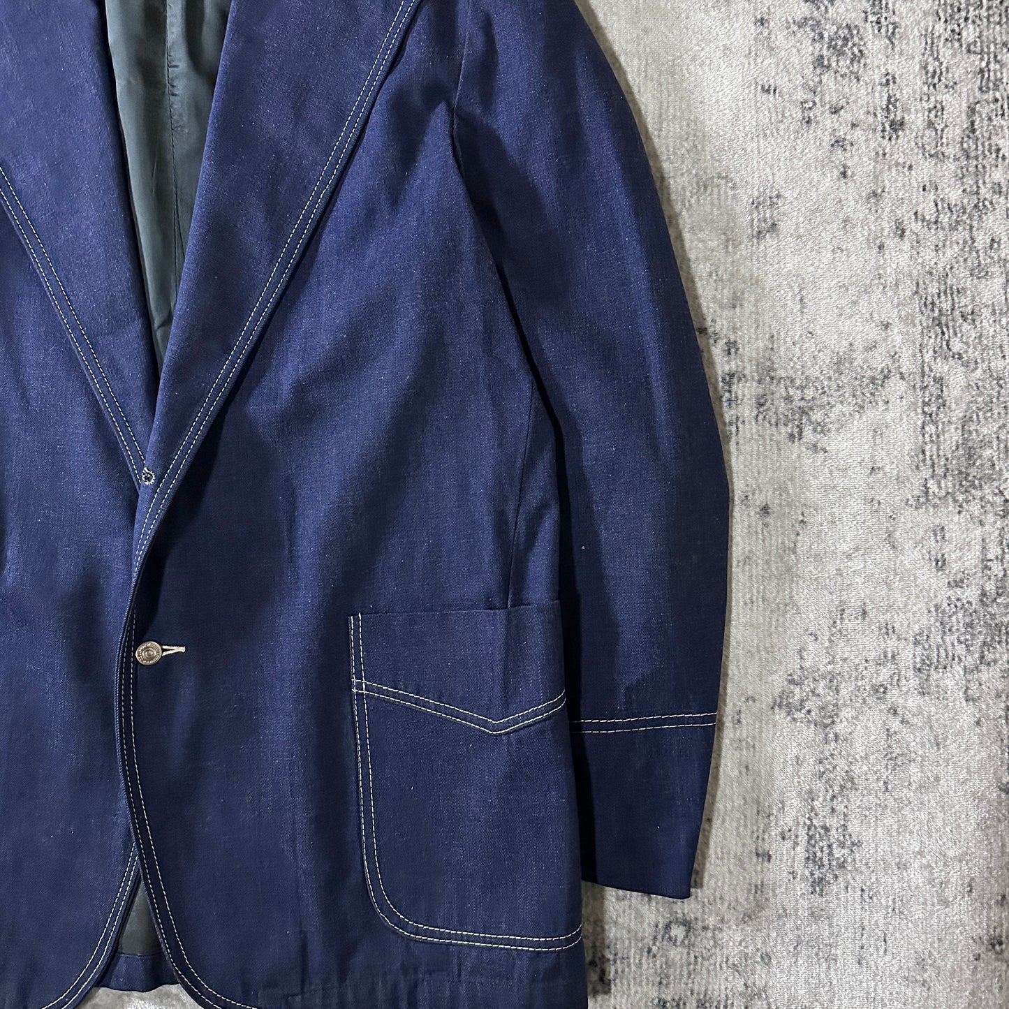 Montgomery Ward Navy Contrast Stitch Blazer Jacket Size 42