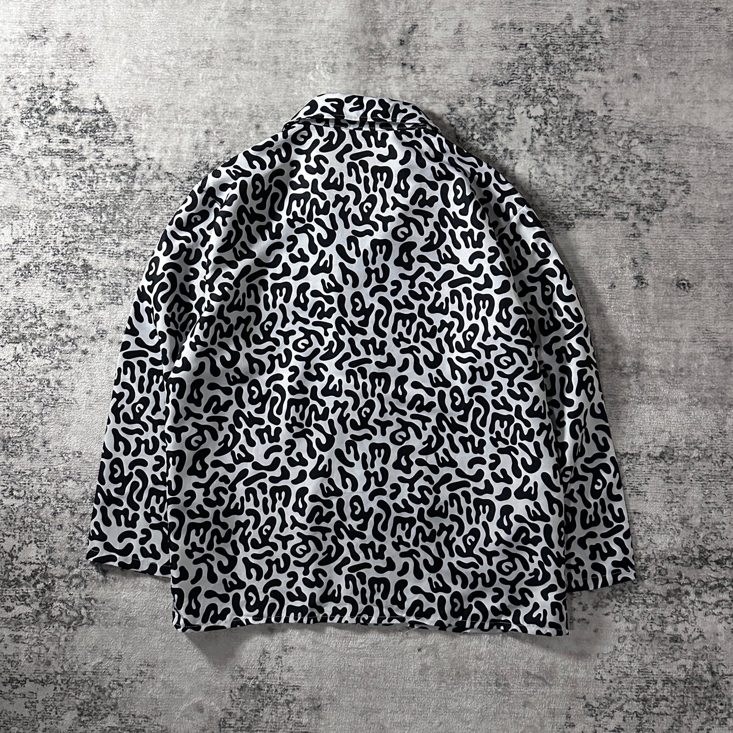 KOREAN ARMY Bacteria Black White Abstract Pattern Shirt Jacket Size Large