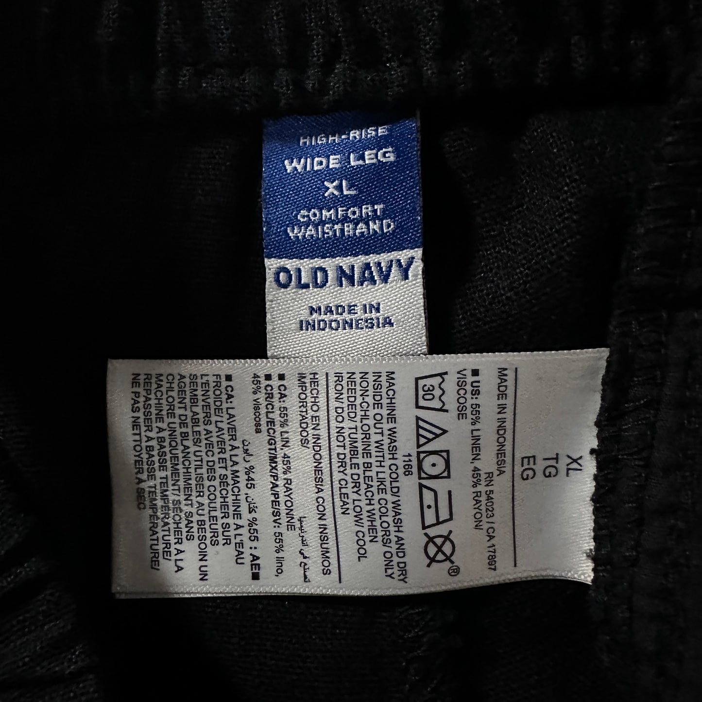 Old Navy Black Linen Blend Wide Leg Easy Pants Size XL