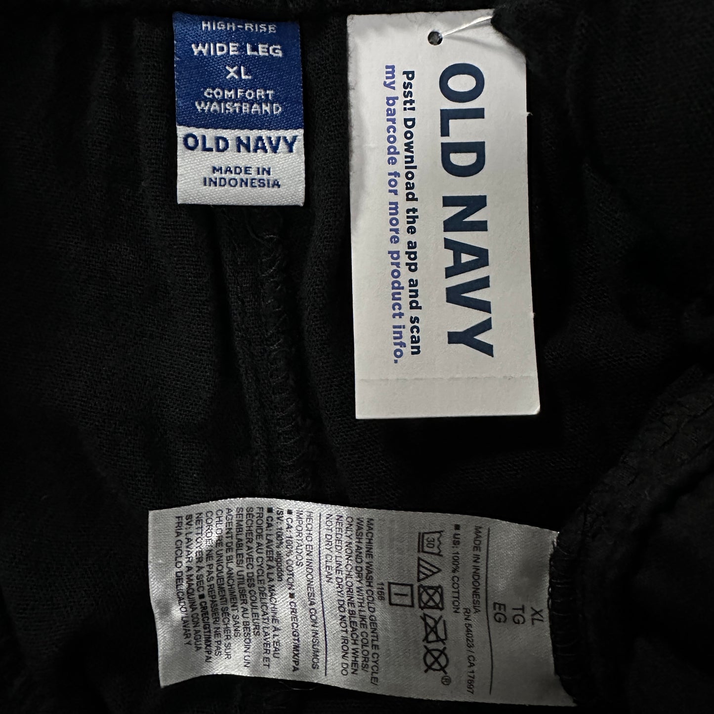 Old Navy Black Cotton Wide Leg Easy Pants Size XL