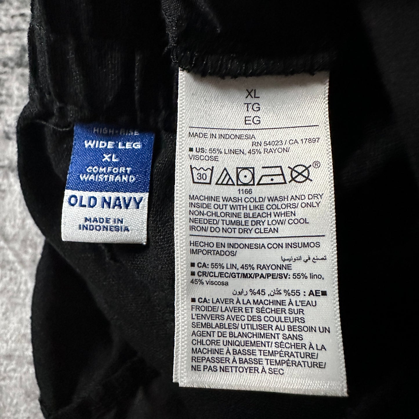 Old Navy Black Linen Blend Wide Leg Easy Pants Size XL