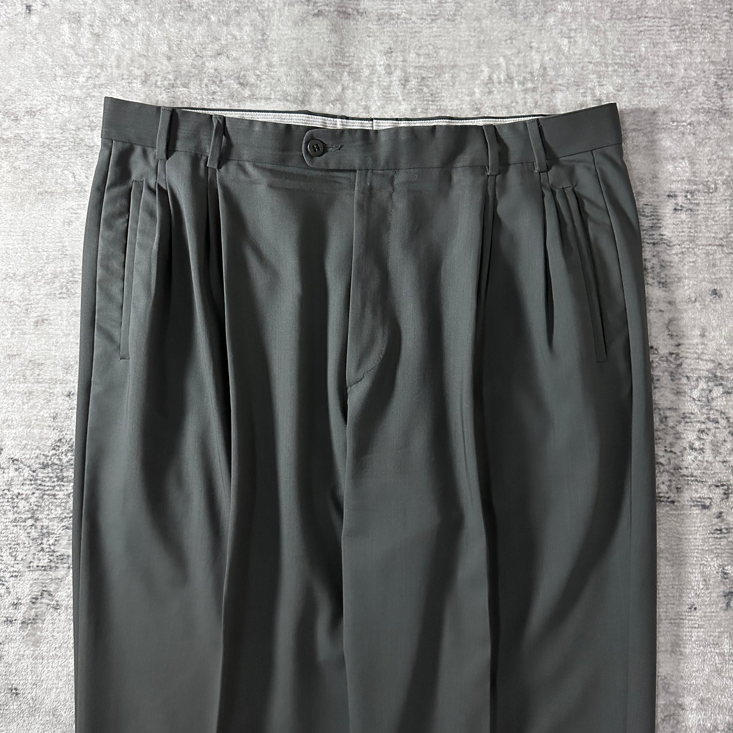 Zanella Charcoal Gray Wool Pleated Trousers Size 36