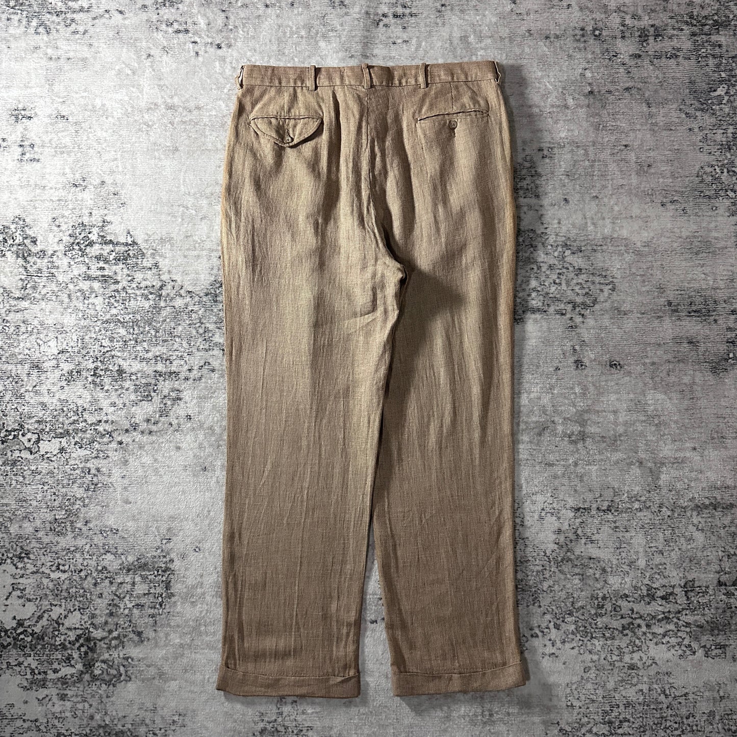 Polo by Ralph Lauren Beige Linen Cotton Pleated Trousers