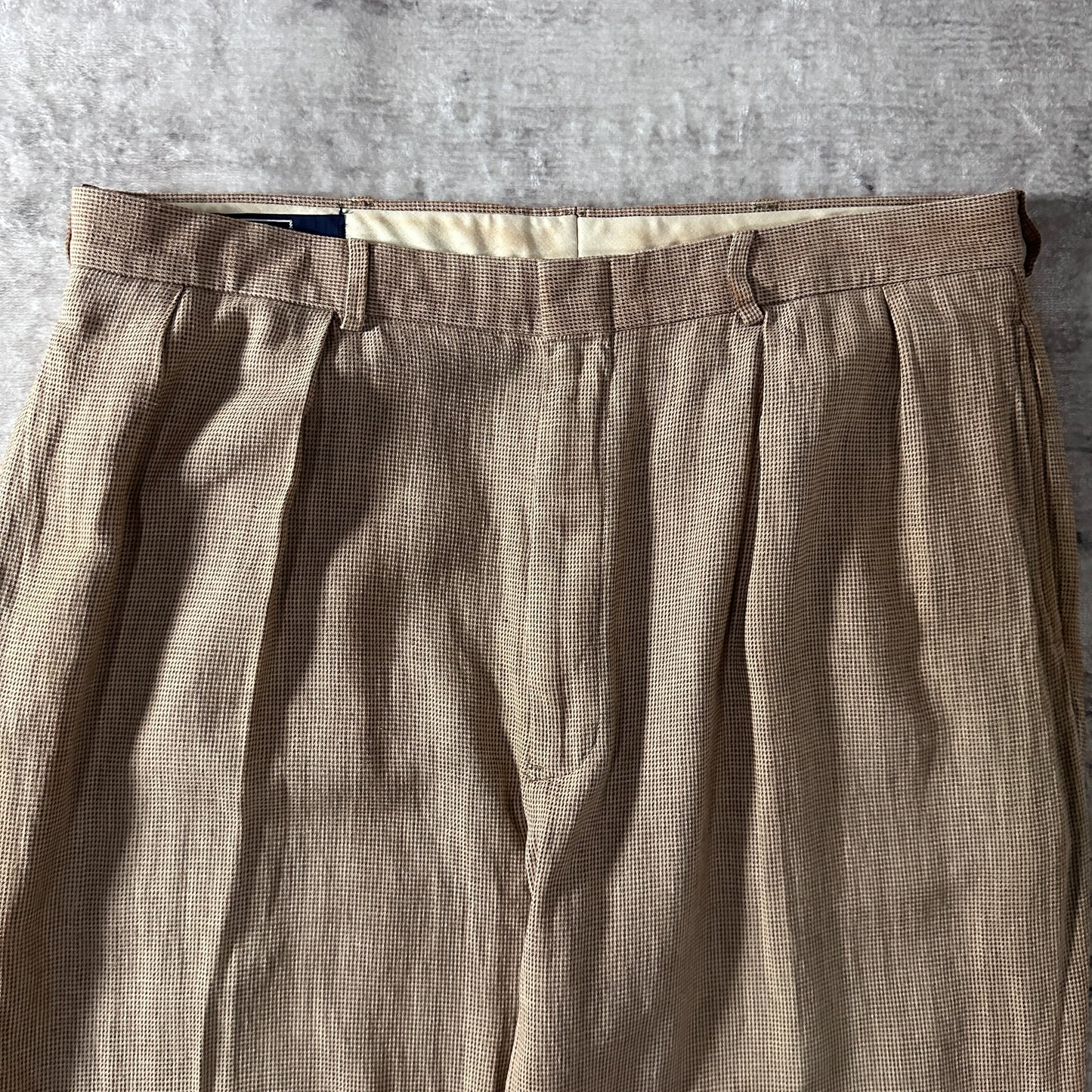 Polo by Ralph Lauren Beige Linen Cotton Pleated Trousers
