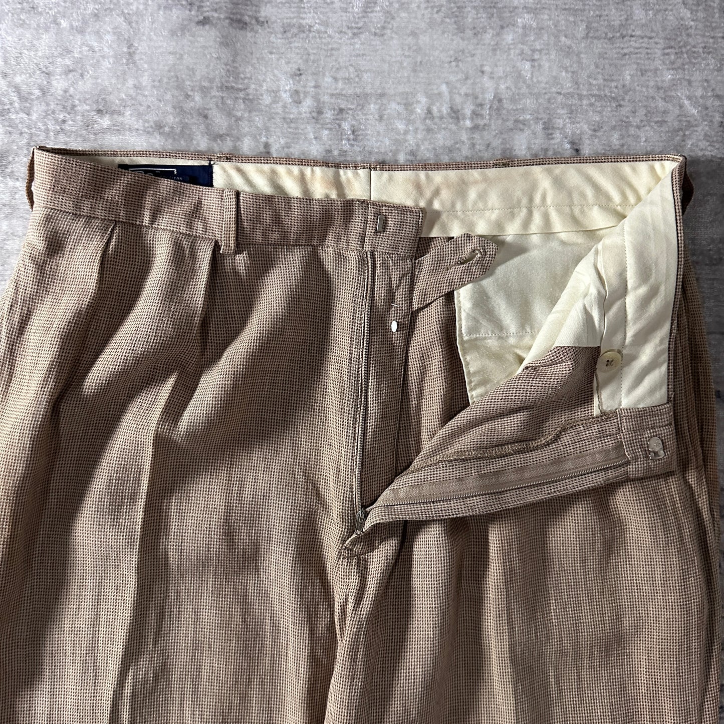 Polo by Ralph Lauren Beige Linen Cotton Pleated Trousers