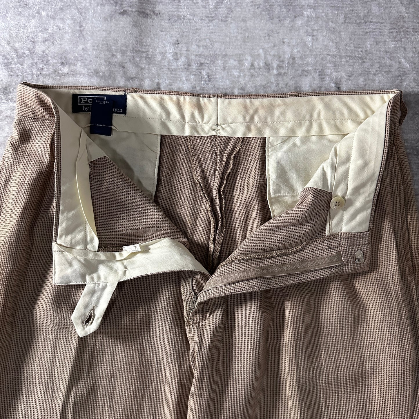 Polo by Ralph Lauren Beige Linen Cotton Pleated Trousers