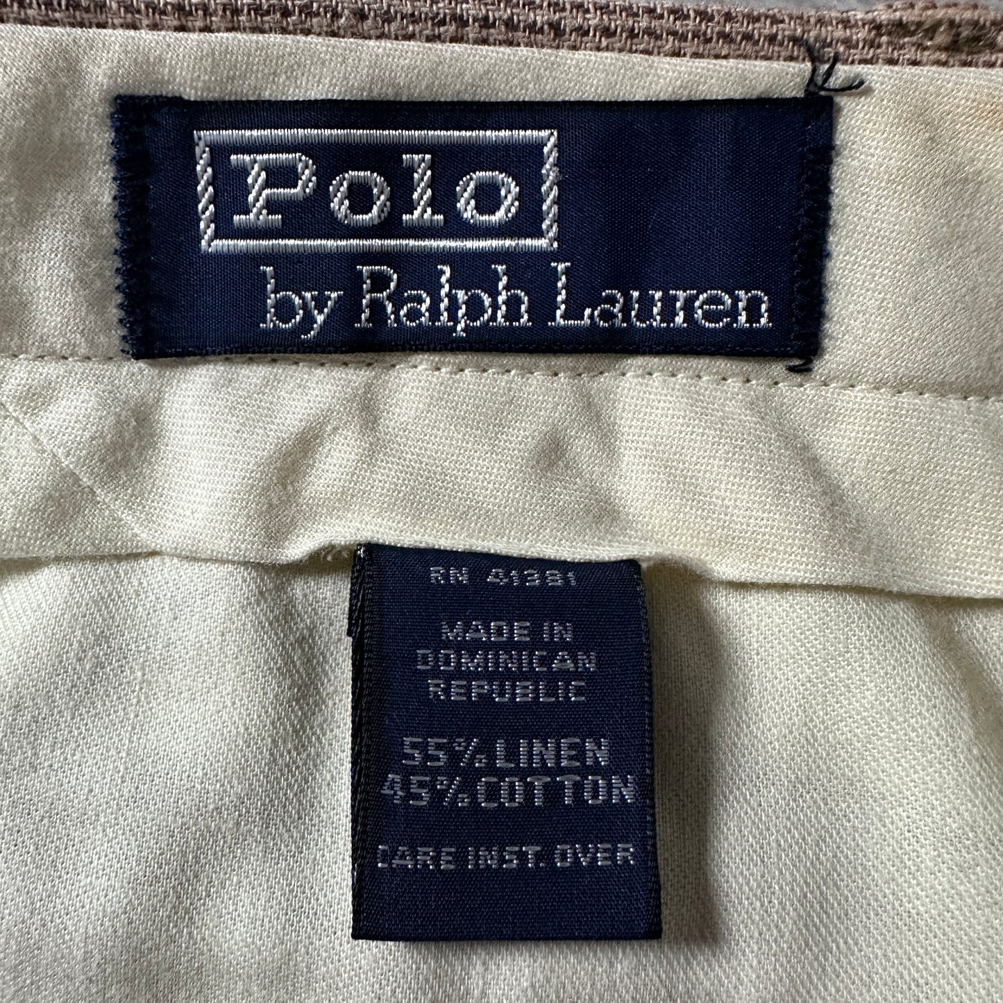 Polo by Ralph Lauren Beige Linen Cotton Pleated Trousers