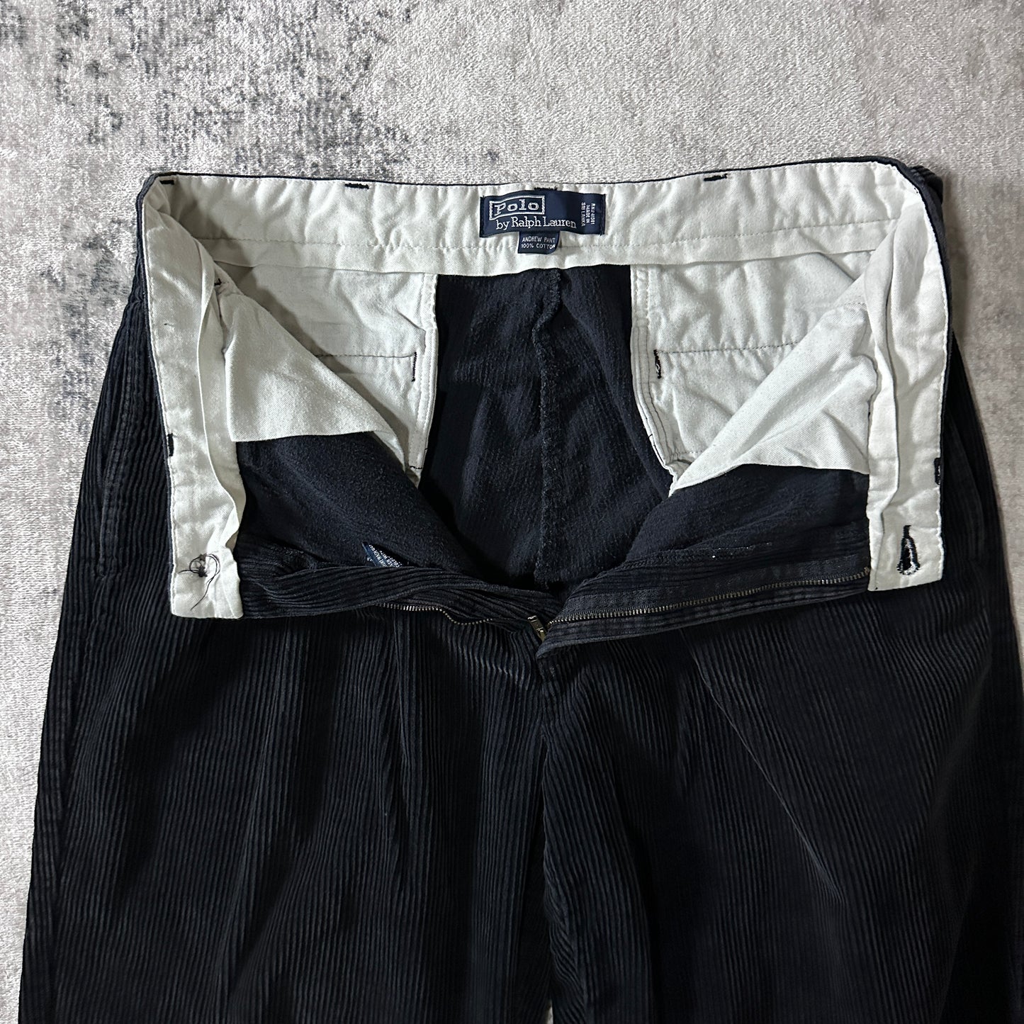Polo by Ralph Lauren Black Cotton Corduroy Andrew Pant Size 35/30