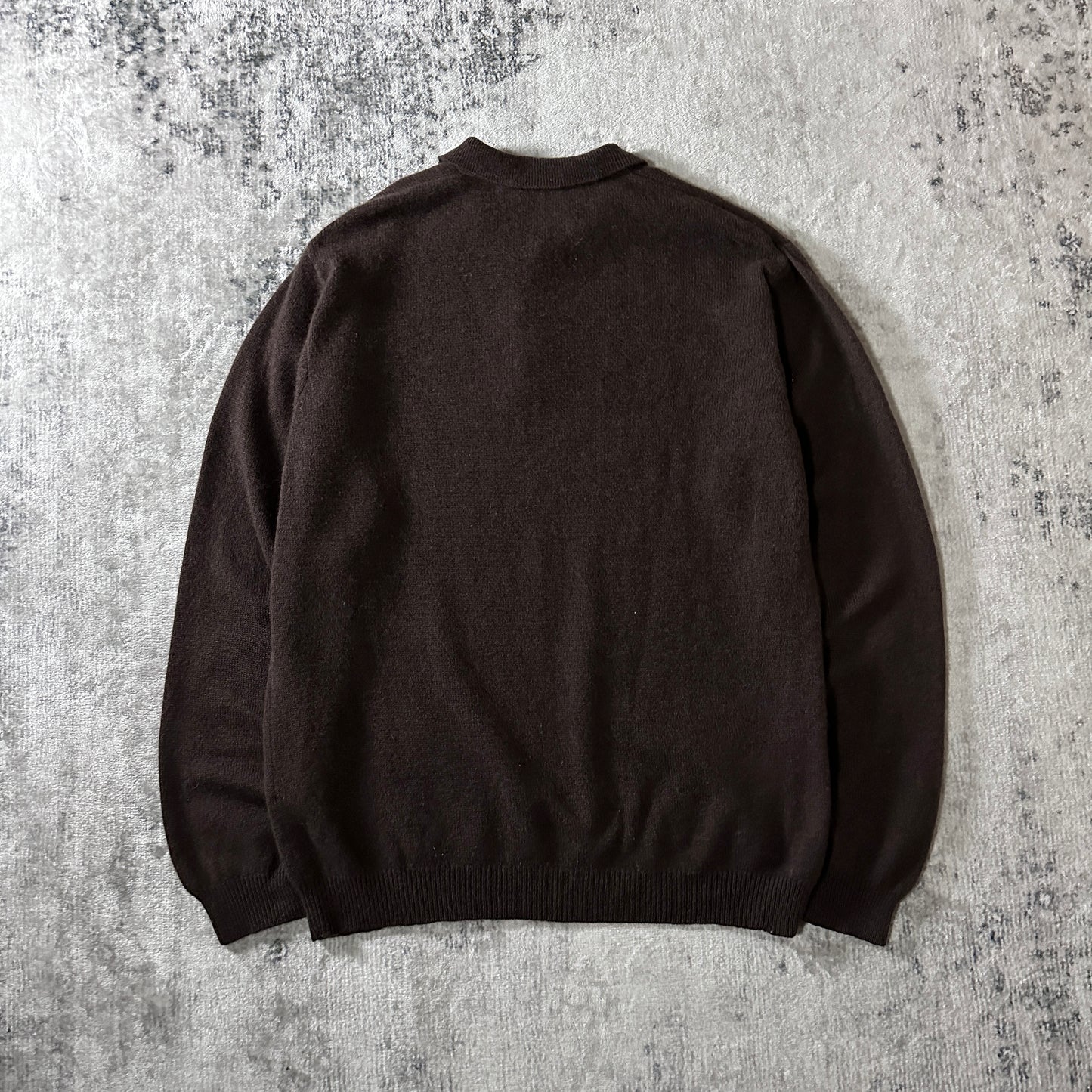 Cashmere Brown Knit Polo Sweater Size L