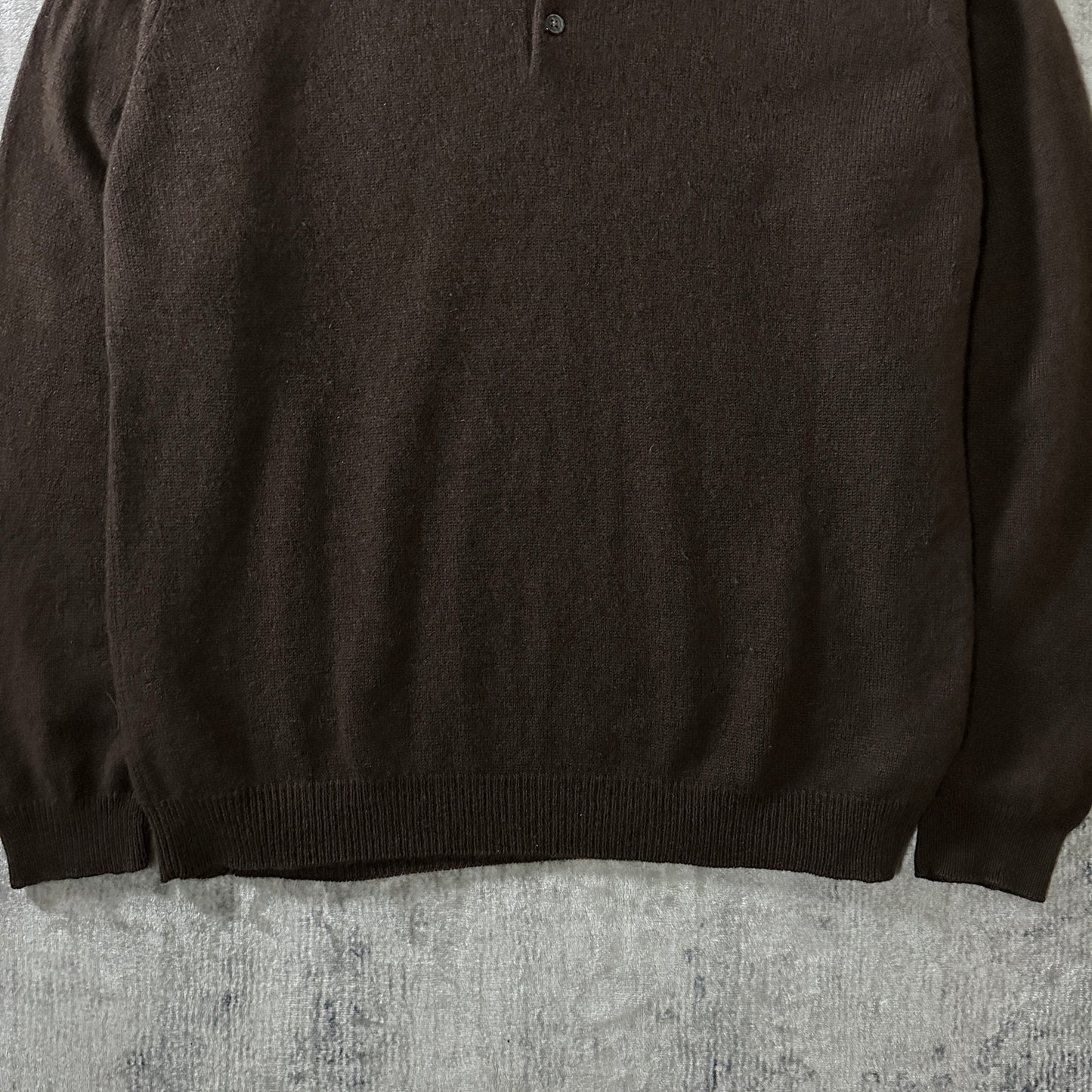 Cashmere Brown Knit Polo Sweater Size L