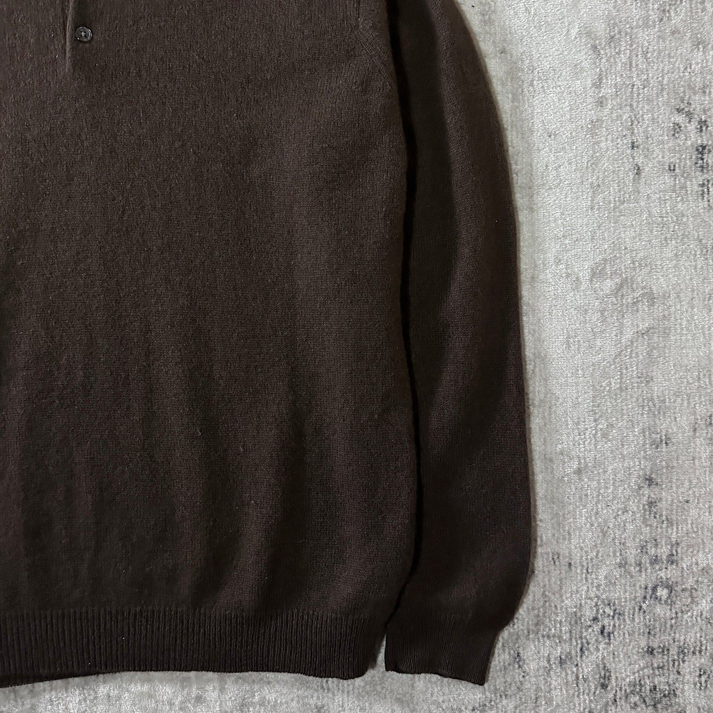 Cashmere Brown Knit Polo Sweater Size L