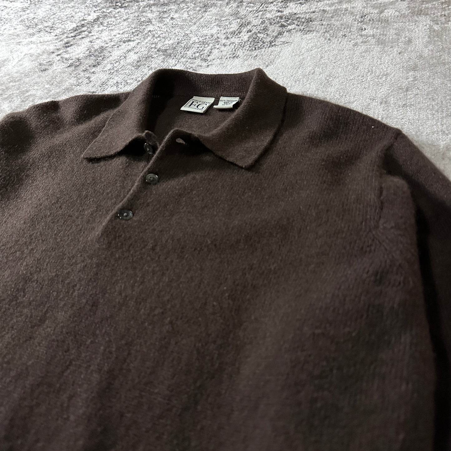 Cashmere Brown Knit Polo Sweater Size L