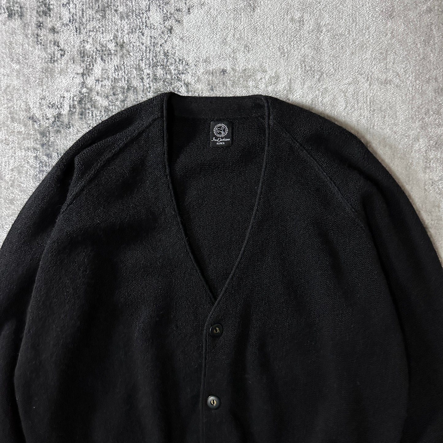 Black 100% Peruvian Alpaca Cardigan Size M