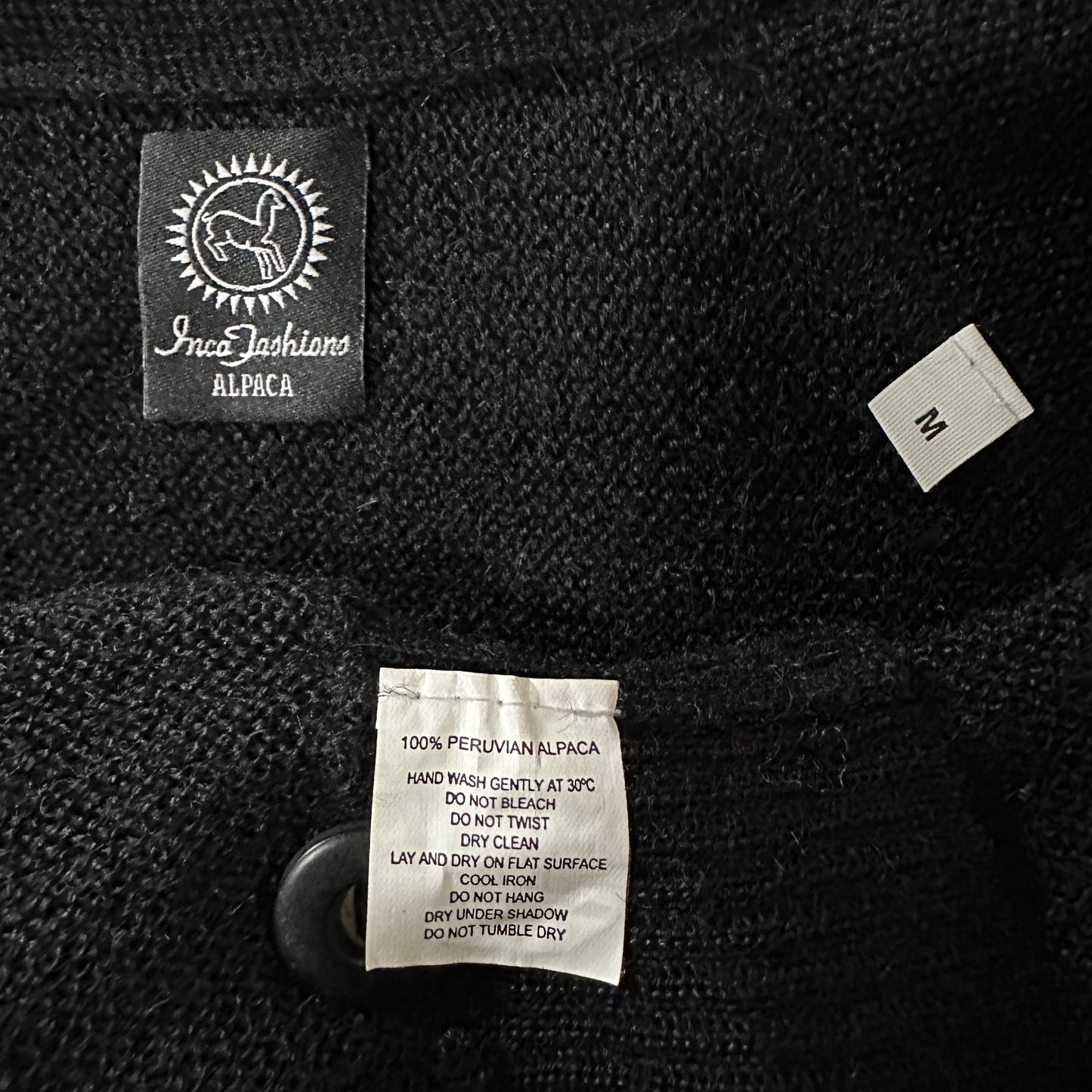 Black 100% Peruvian Alpaca Cardigan Size M