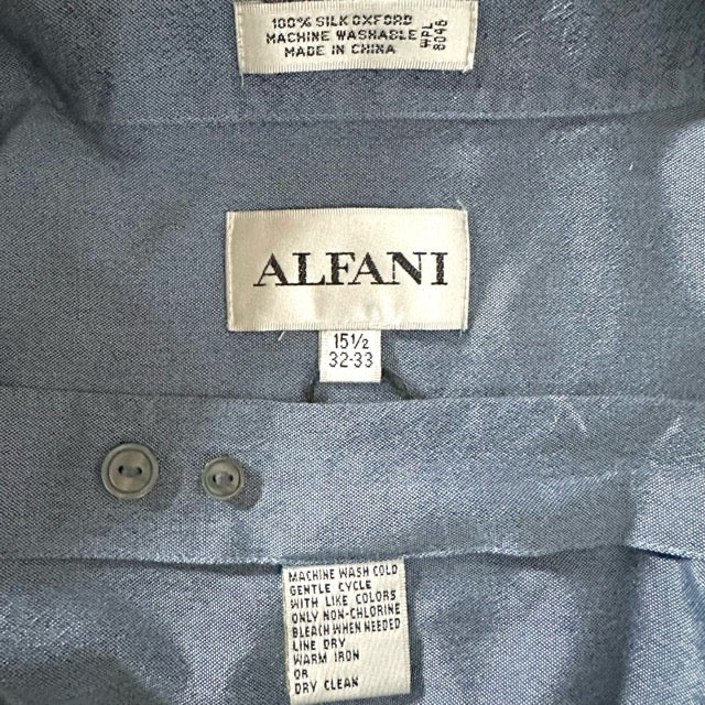 Light Blue Silk Shirt Smooth Texture – L