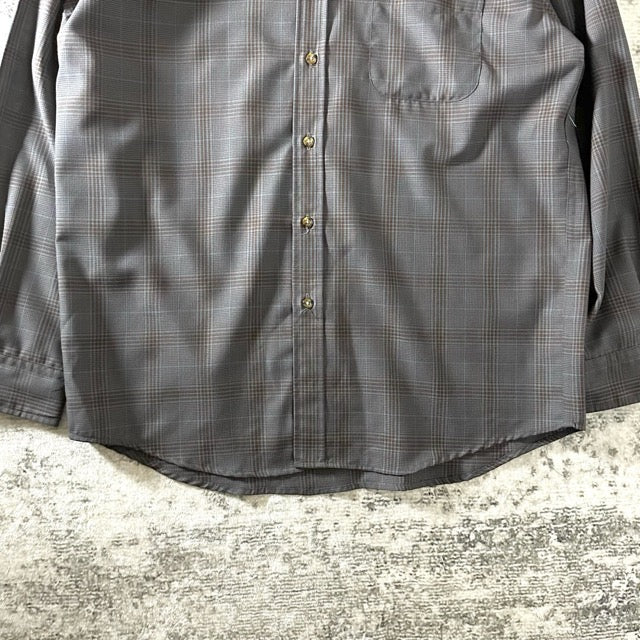 Pendleton Gray Wool Check Shirt Subtle Pattern – L