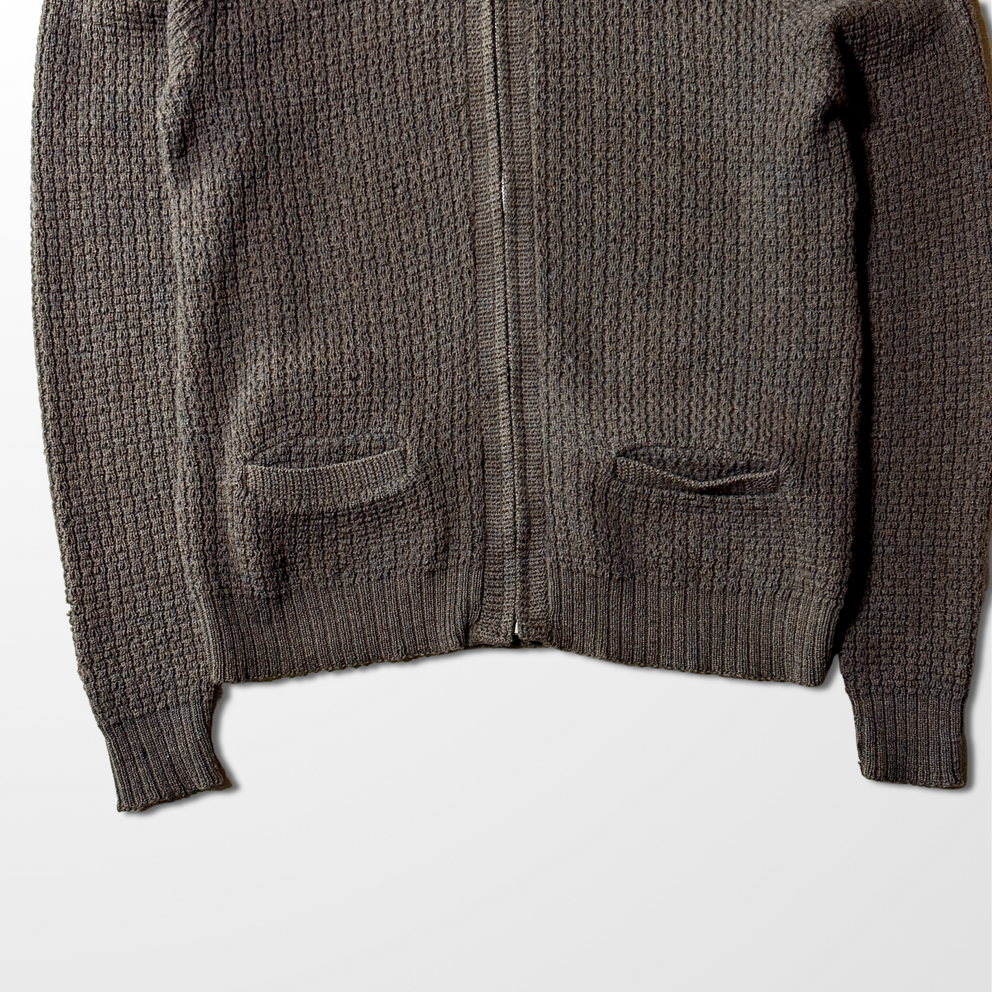 Zip Cardigan – Brown Heather Knit　 Wool